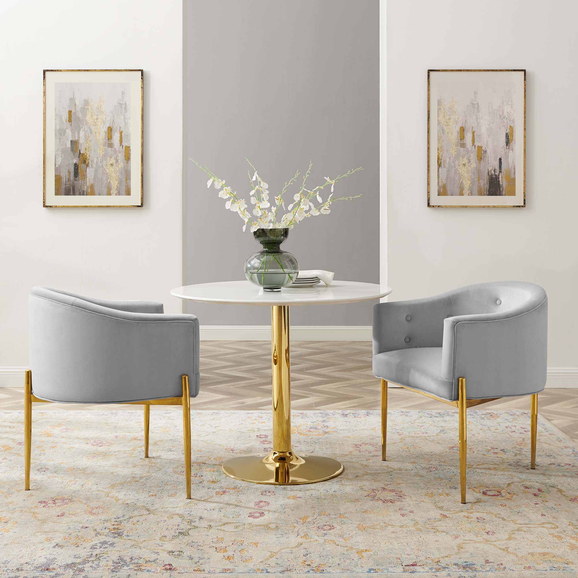 26 Inch Tufted Performance Velvet Accent Chair Set of 2 - Image 24