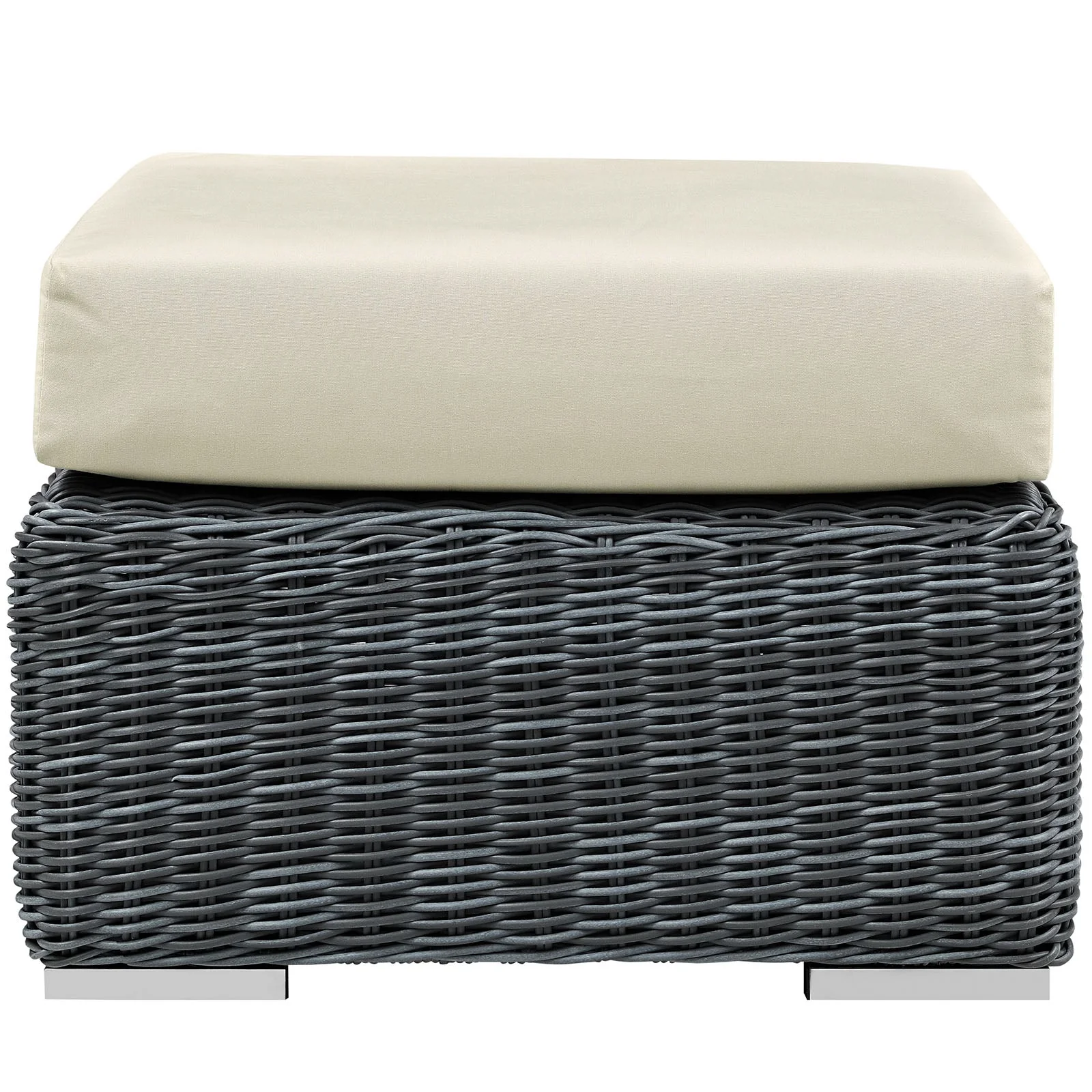 26" Outdoor Patio Ottoman with Sunbrella® Cushion, Round All-Weather Seating Accent - Image 11