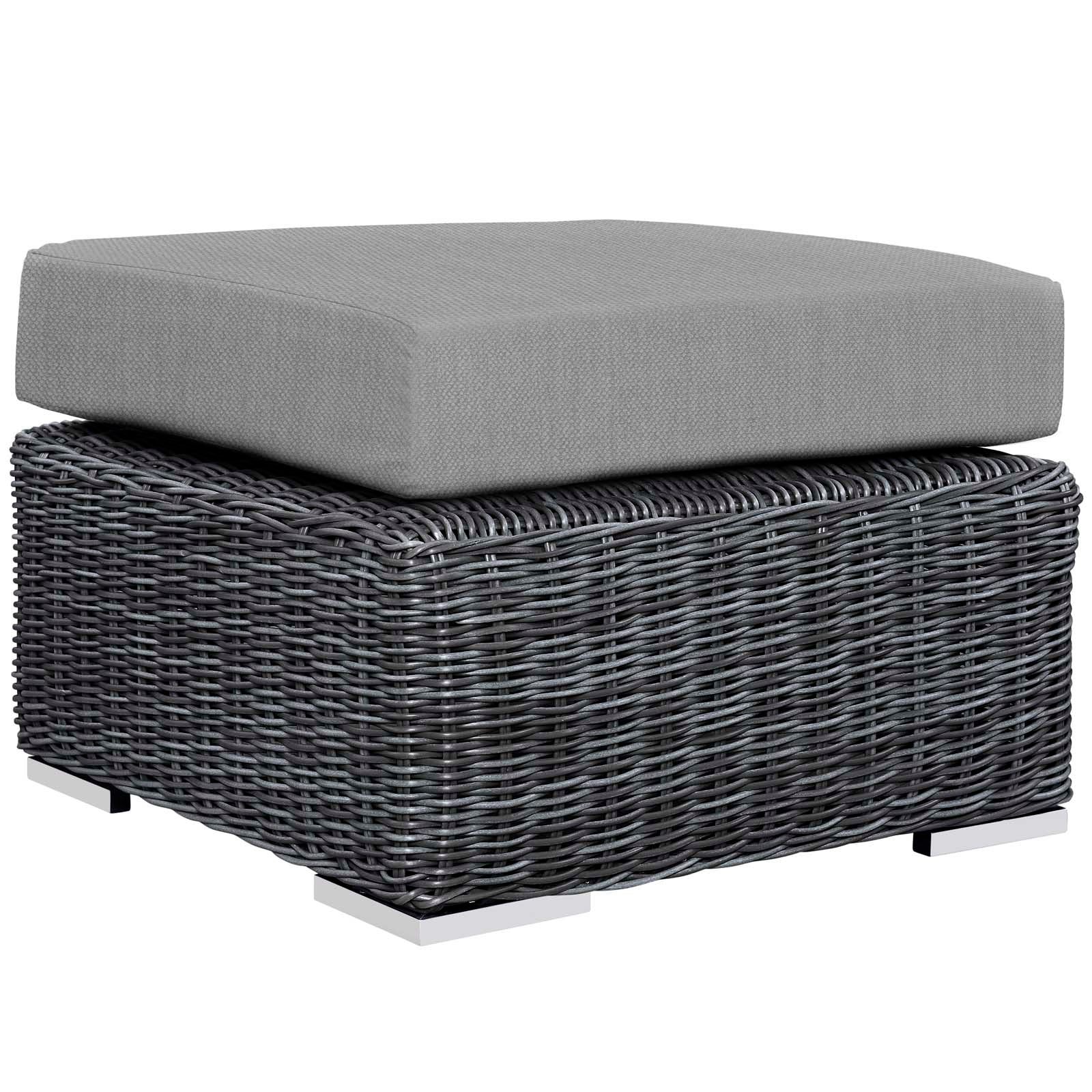 26" Outdoor Patio Ottoman with Sunbrella® Cushion, Round All-Weather Seating Accent - Image 7