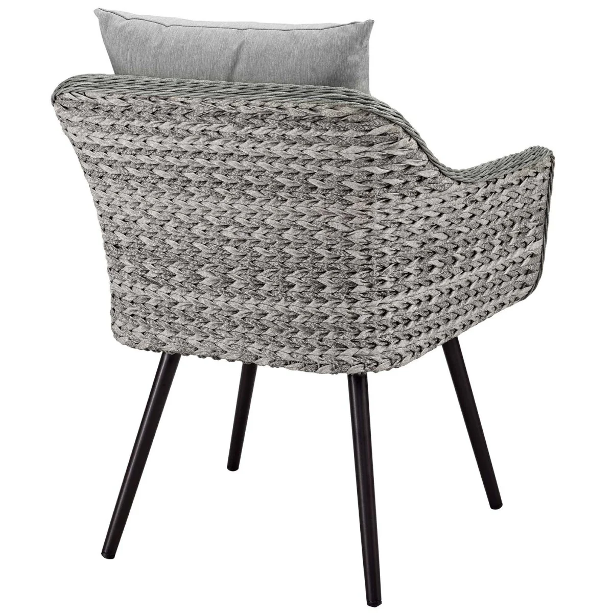 27" Gray Wicker Outdoor Patio Armchair - Image 3