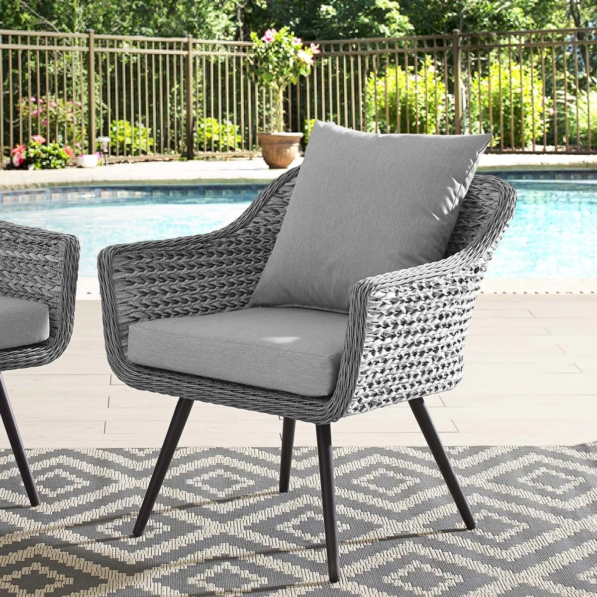 27" Gray Wicker Outdoor Patio Armchair - Image 5