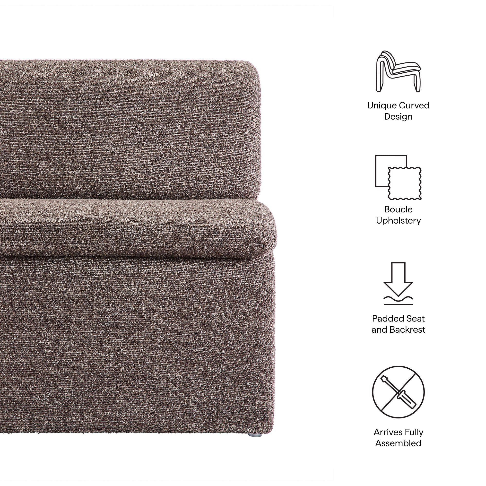27 Inch Boucle Fabric Armless Accent Chair - Image 9