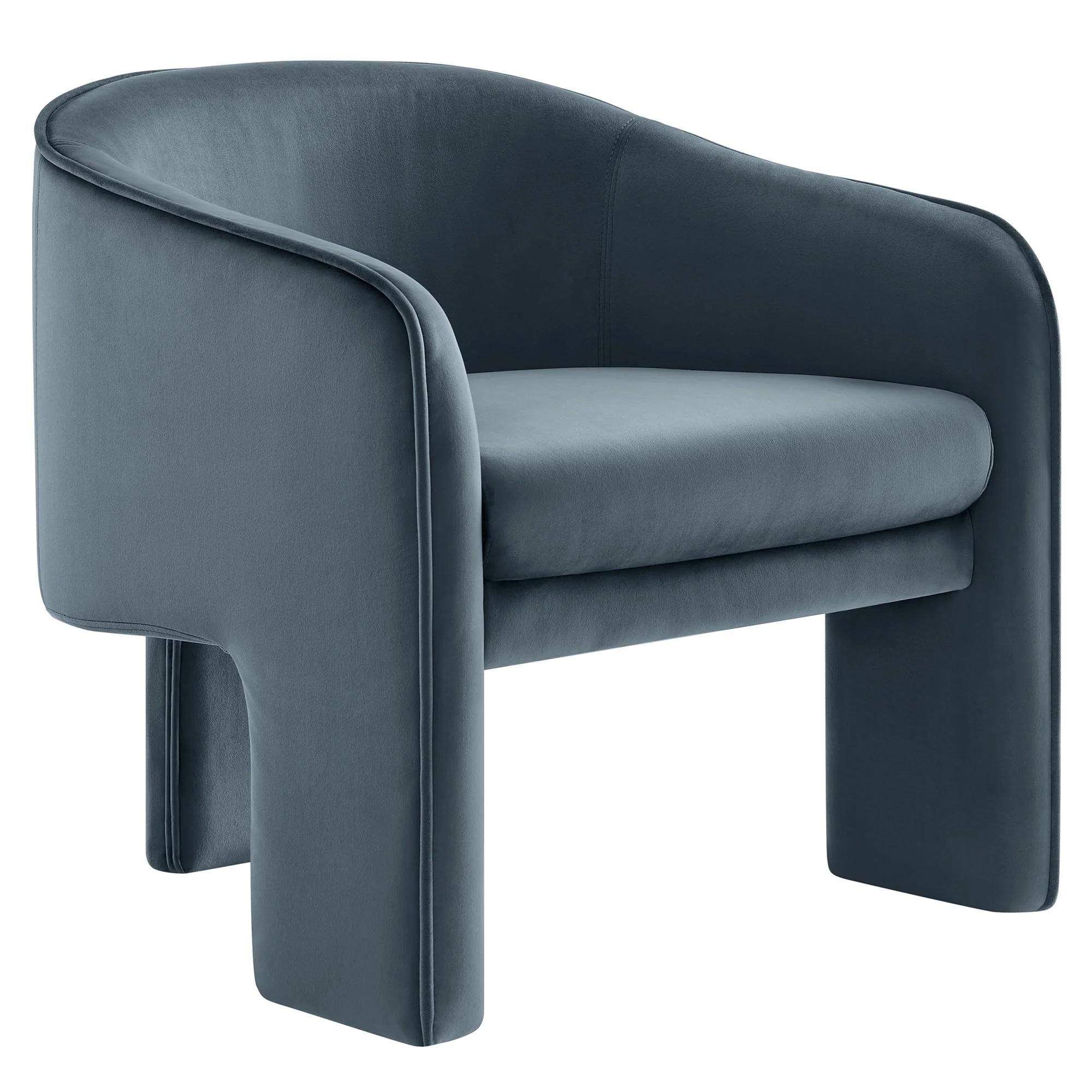27 Inch Greer Modern Performance Velvet Barrel Accent Chair with 3-Leg Design - Image 8