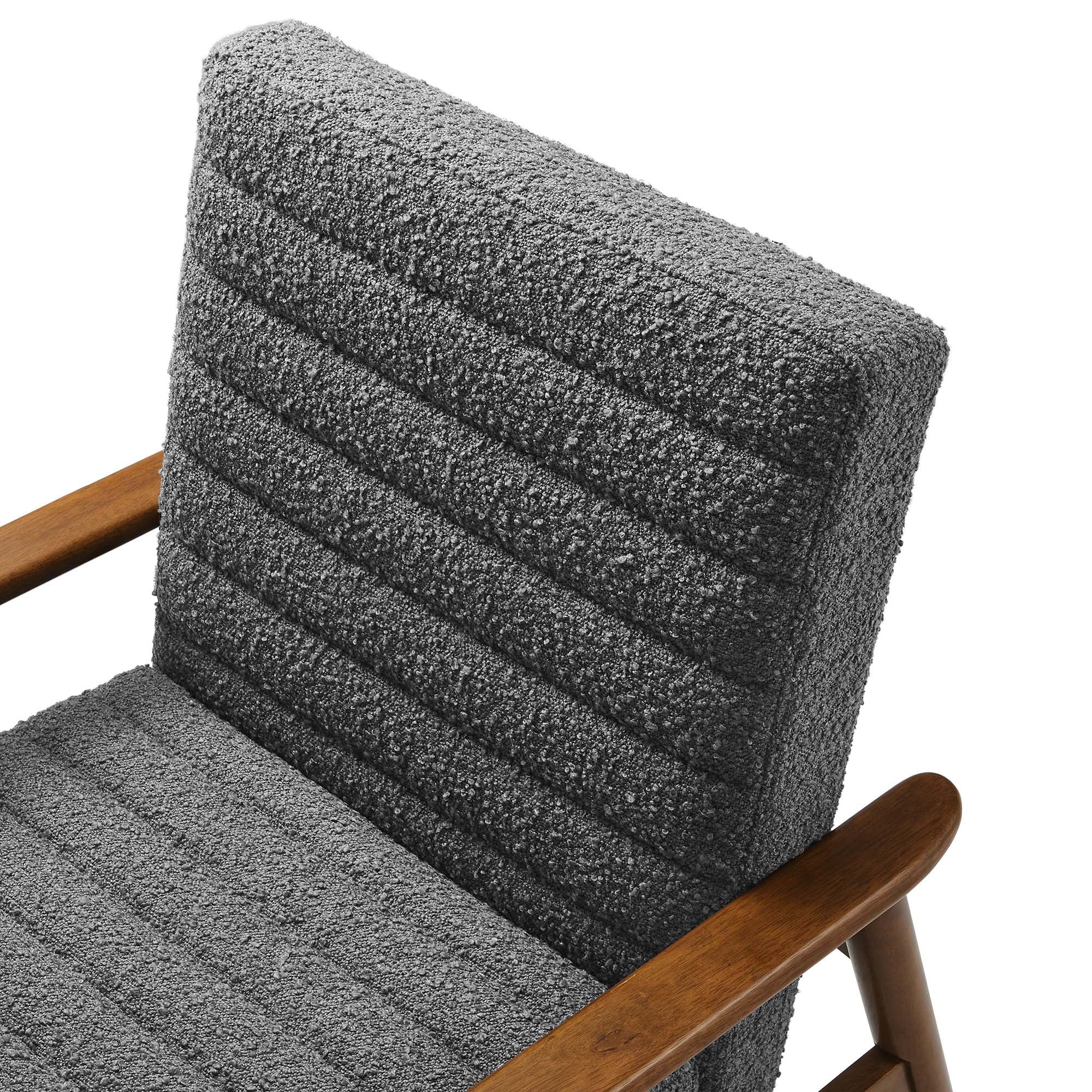 27 Inch Horizontal Channel Tufted Boucle Fabric Accent Chair - Image 13