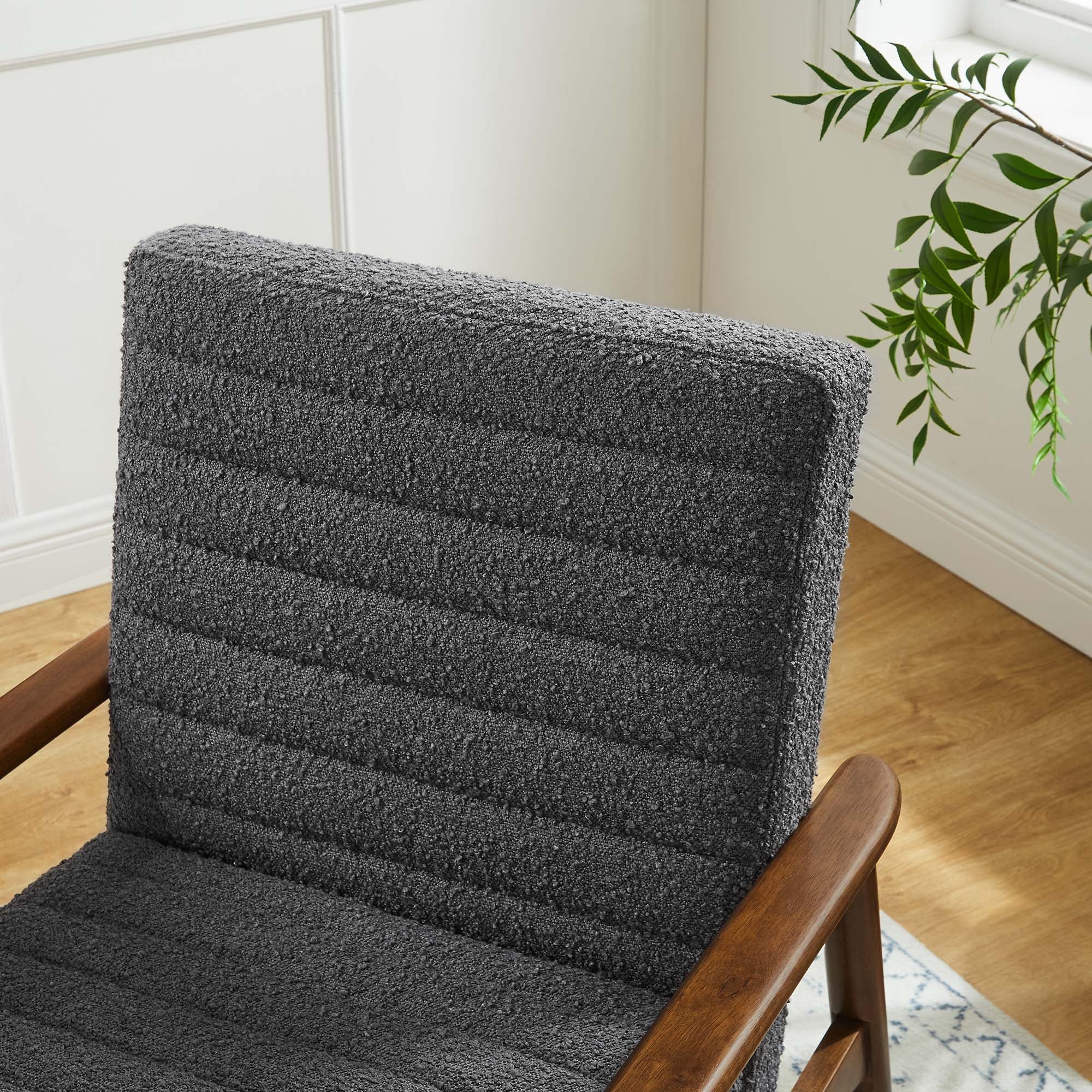 27 Inch Horizontal Channel Tufted Boucle Fabric Accent Chair - Image 14