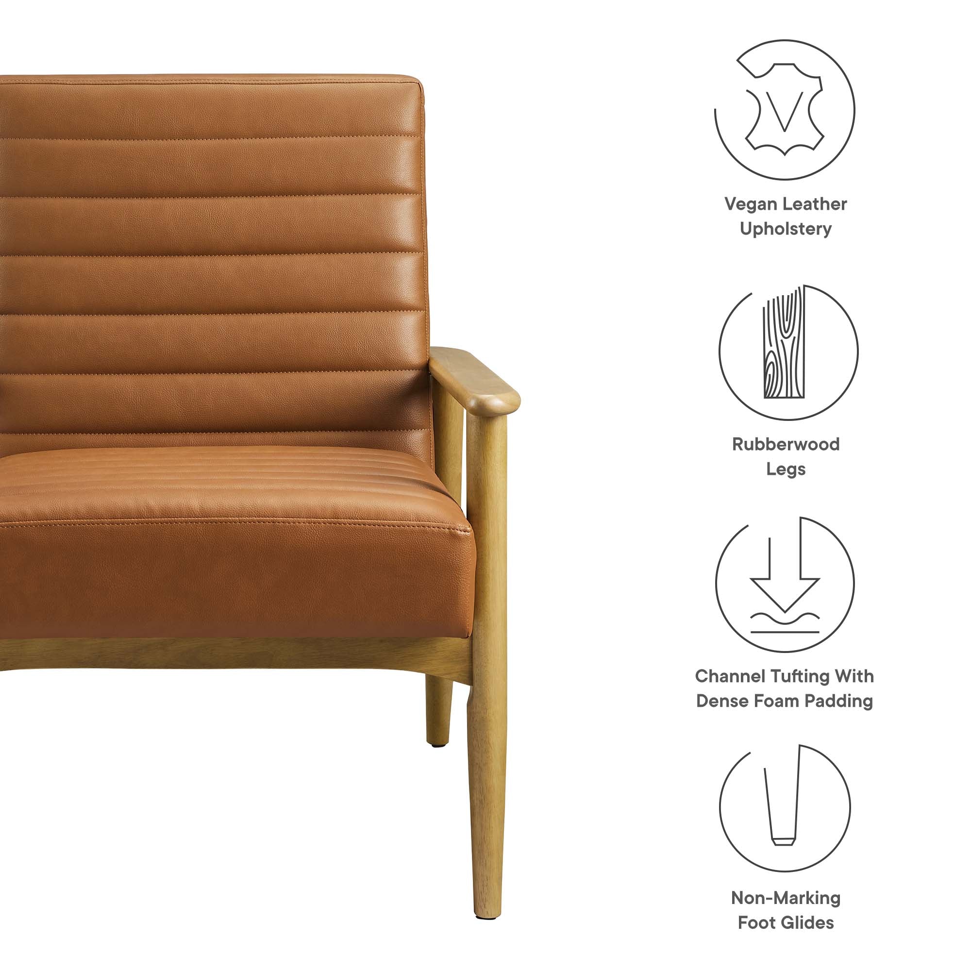 27 Inch Horizontal Channel Tufted Vegan Leather Accent Chair - Image 9
