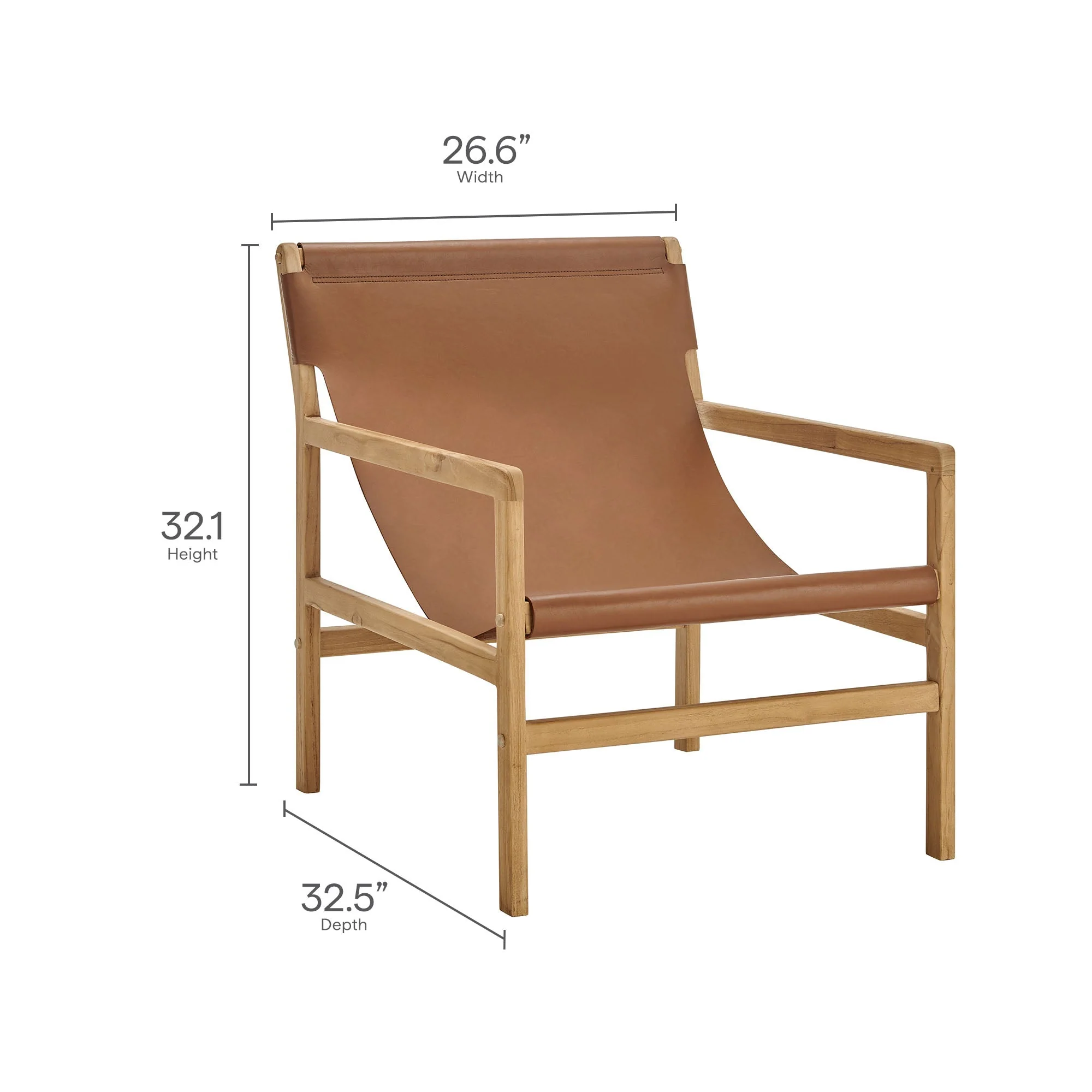27 Inch Leather Sling Chair - Image 3