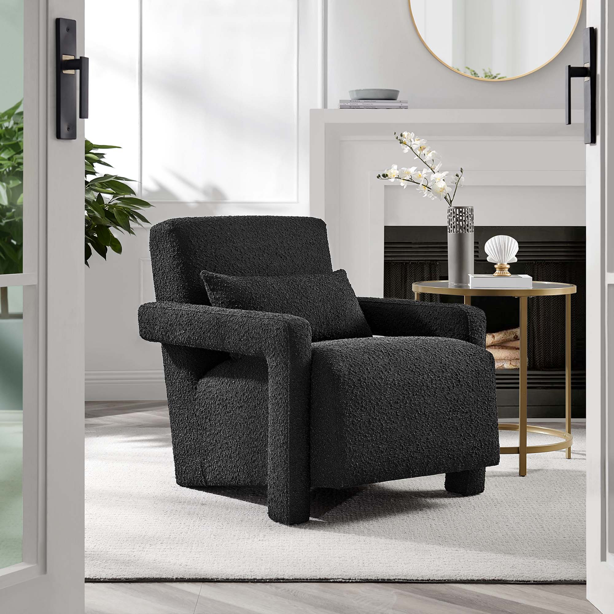 27 Inch Modern Angular Boucle Fabric Armchair - Image 14