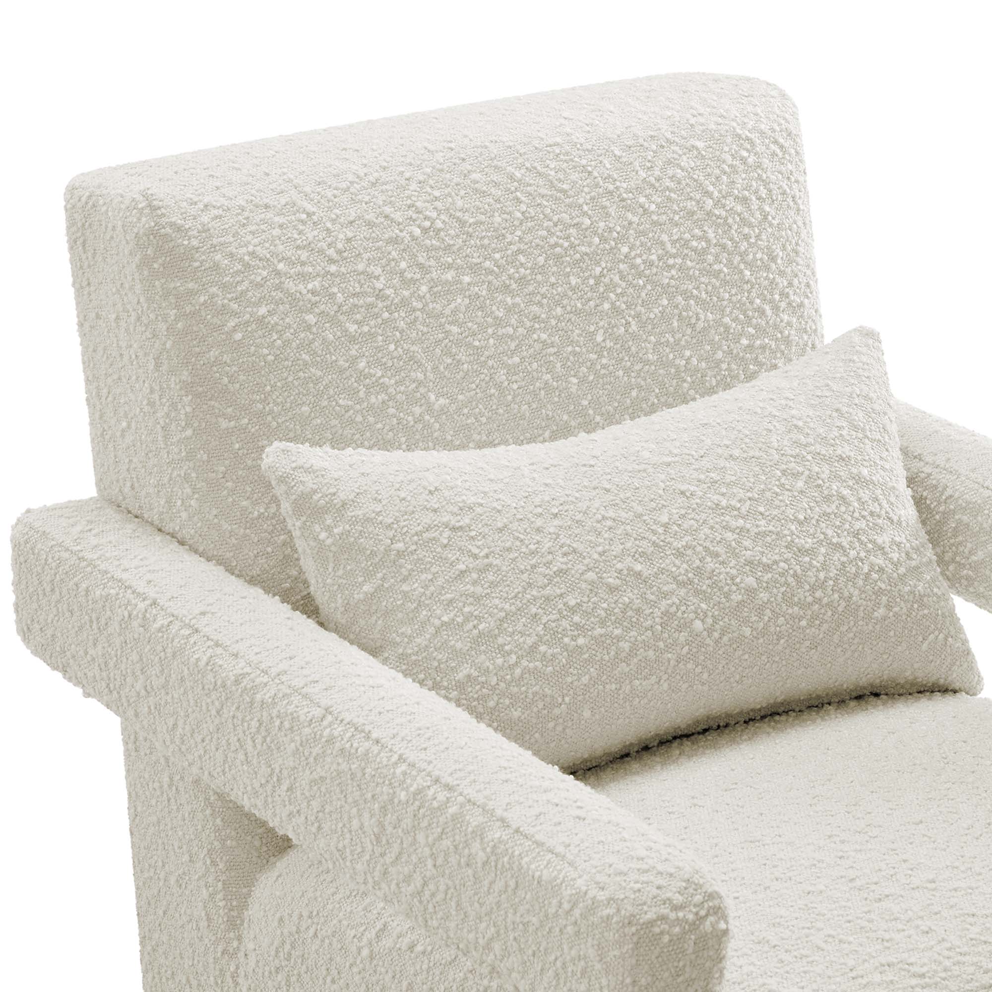 27 Inch Modern Angular Boucle Fabric Armchair - Image 6