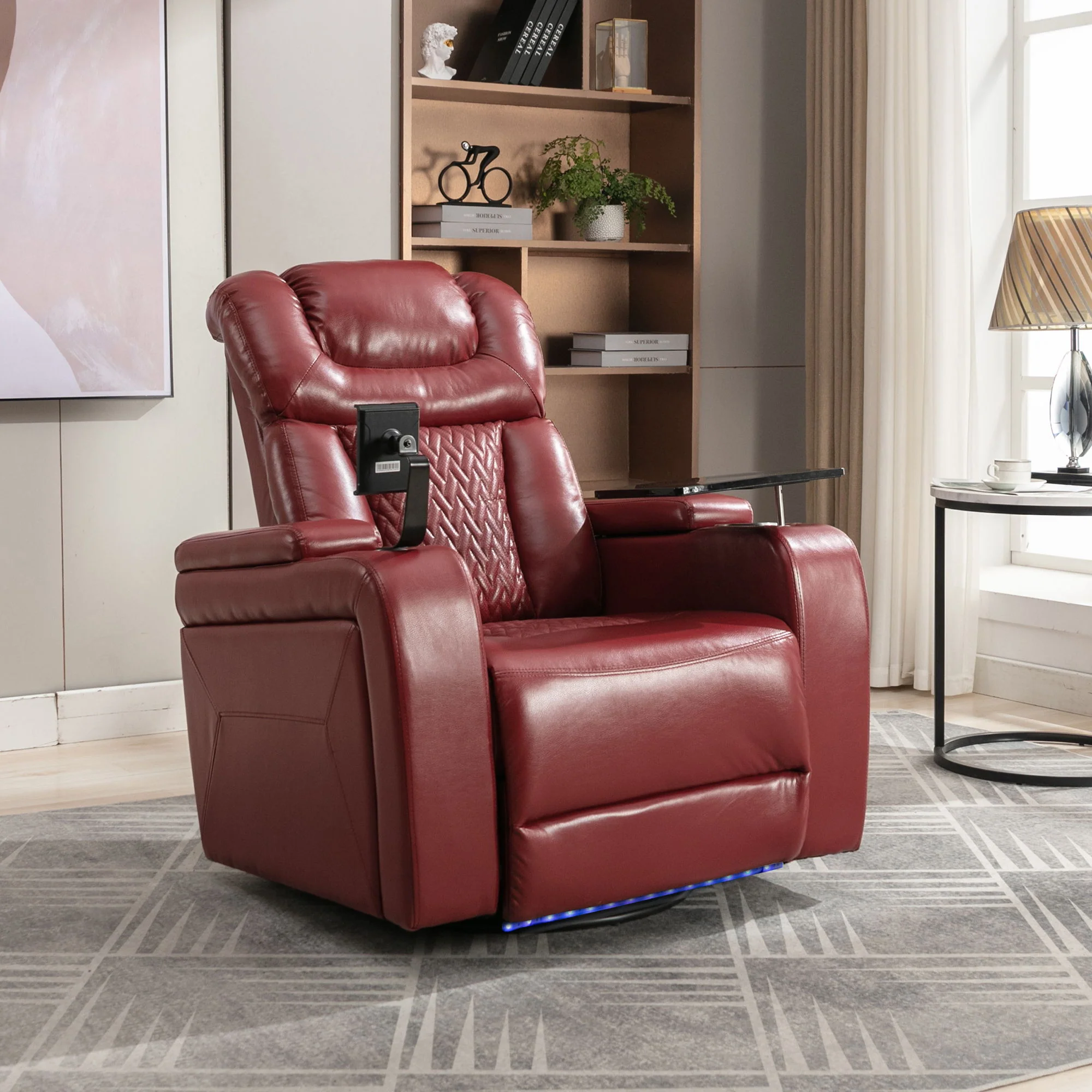 270 Degree Swivel Power Recliner With Tray Table, Phone Holder, Cup Holder, USB Port - Image 24