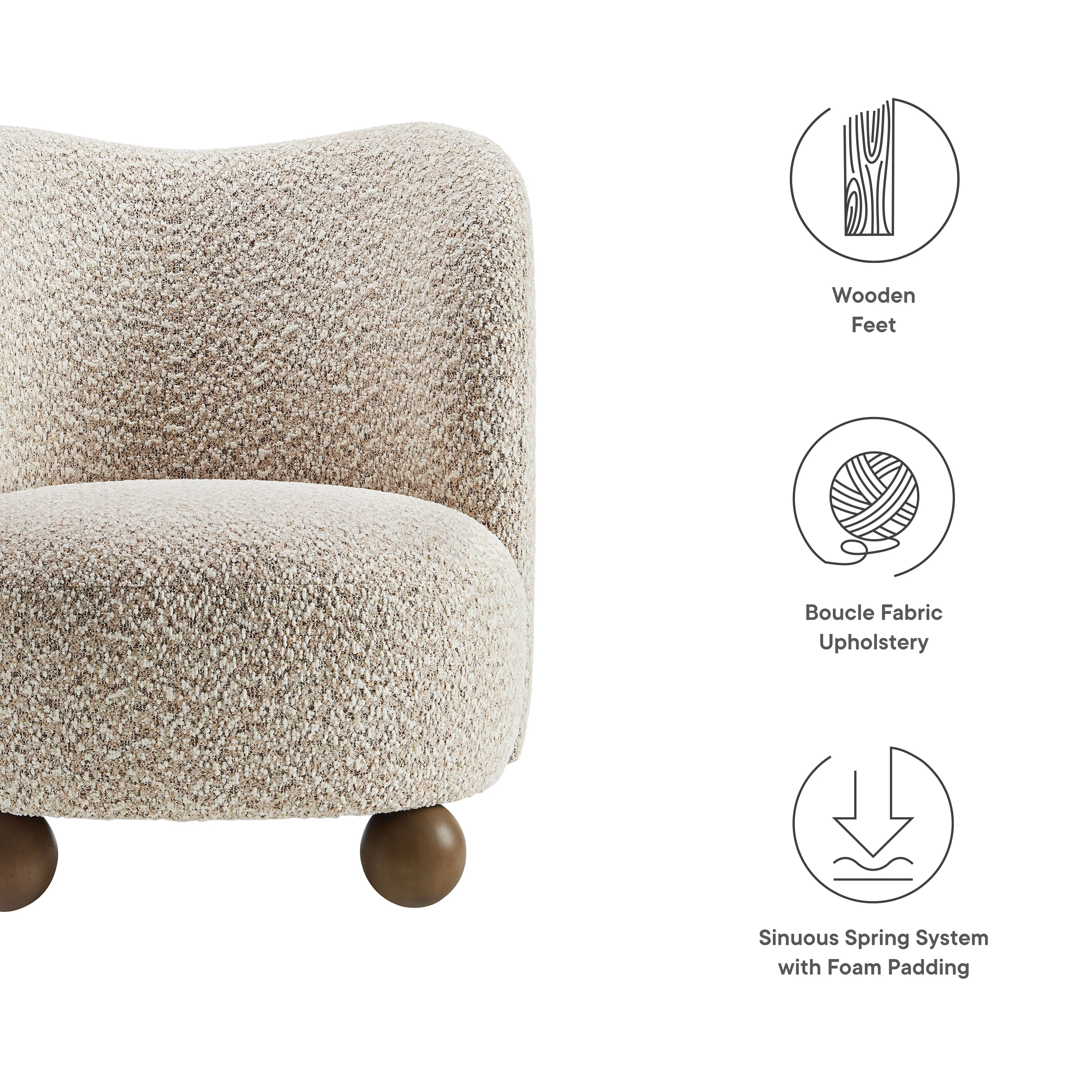 28 Inch Boucle Fabric Accent Chair - Image 9