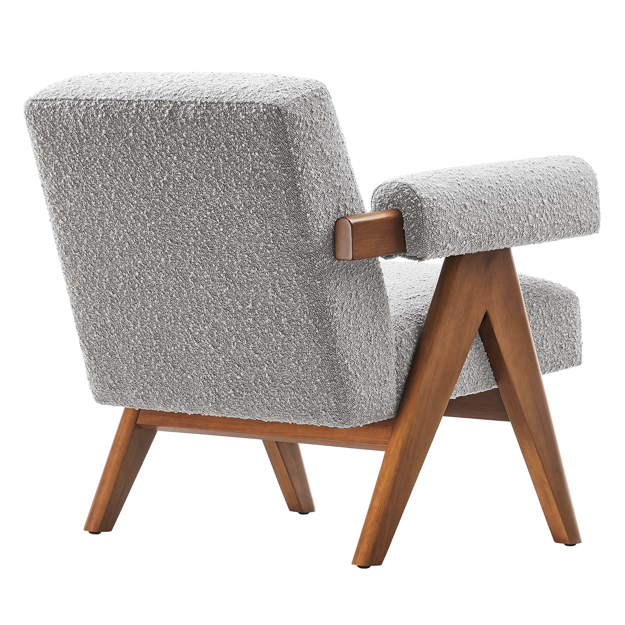 28 Inch Boucle Fabric Armchair with V-Shaped Wood Legs - Image 19