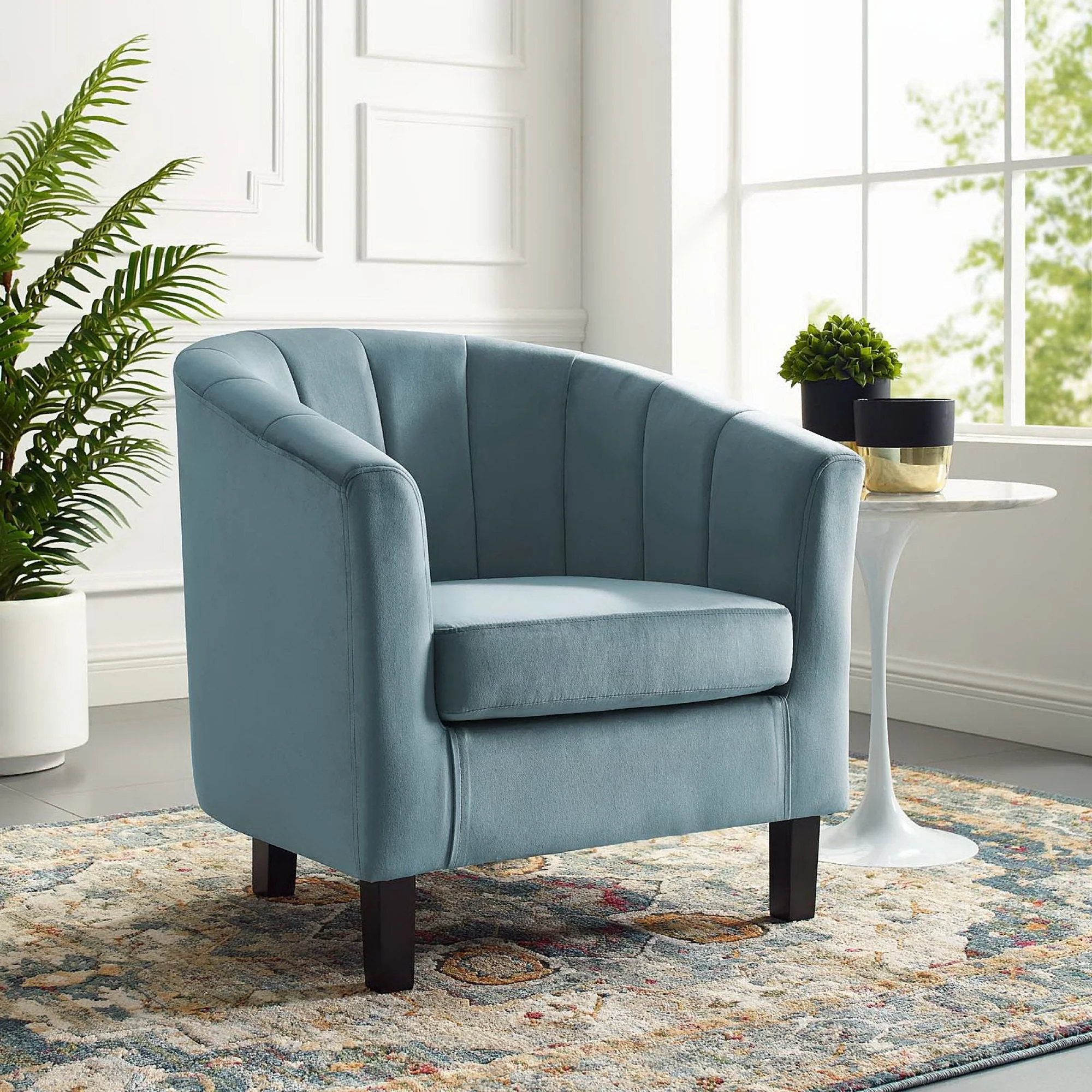 28 Inch Channel Tufted Performance Velvet Barrel Armchair - Image 16