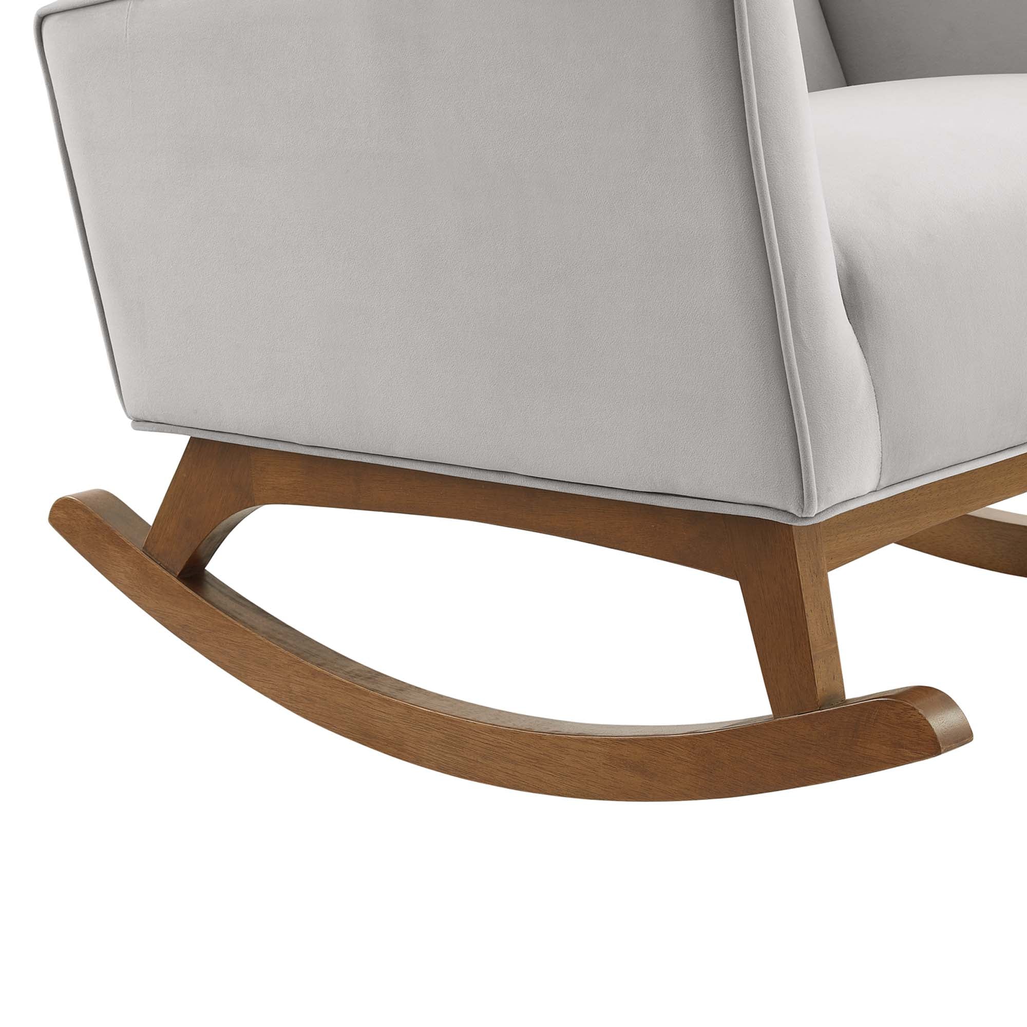 28 Inch Channel Tufted Performance Velvet Rocking Chair in Light Gray - Image 6