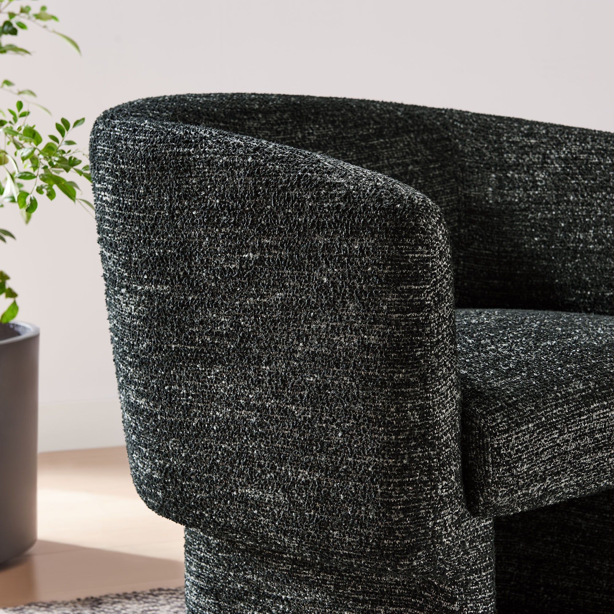 28 Inch Curved Boucle Fabric Barrel Accent Chair - Image 11