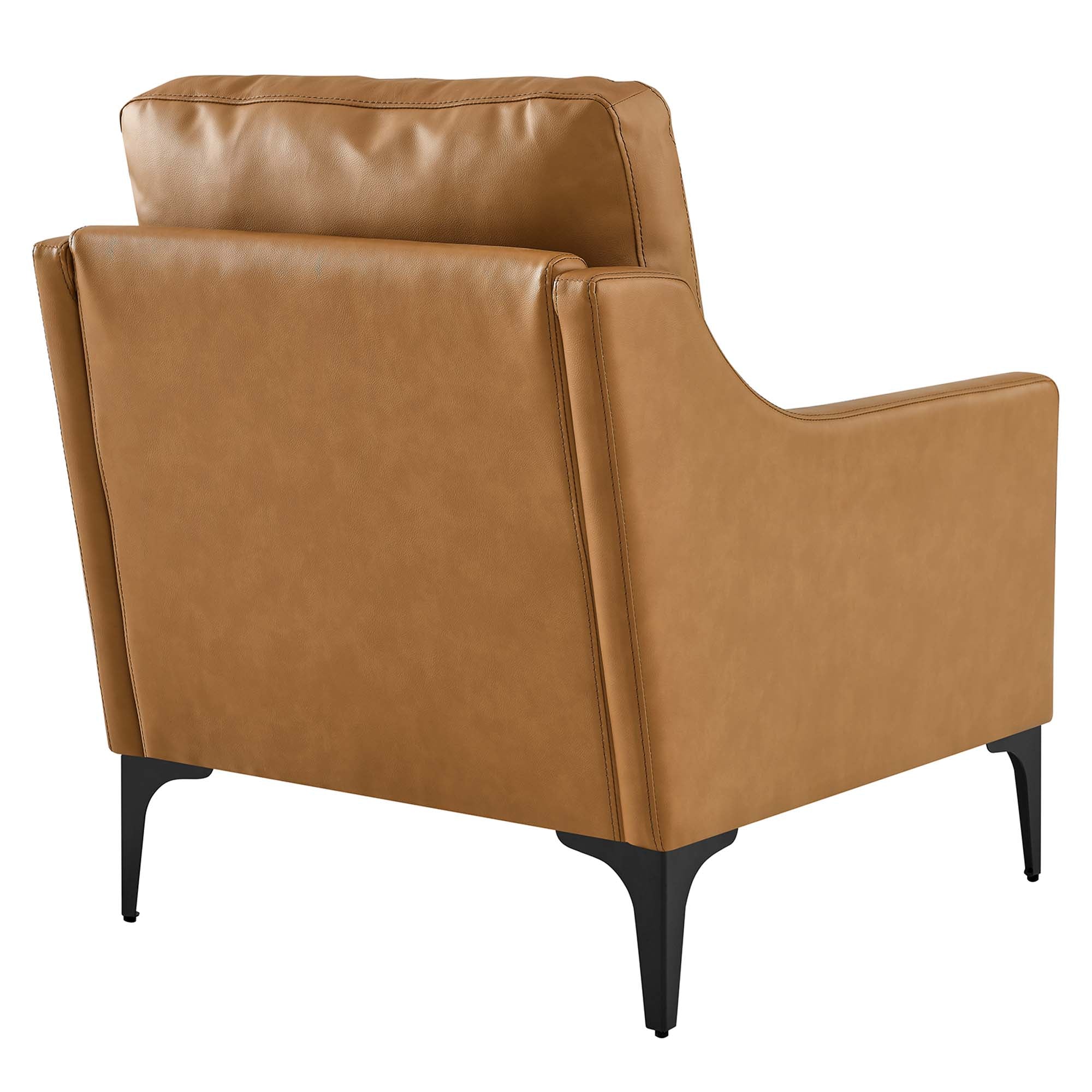 28 Inch Mid-Century Modern Top-Grain Leather Armchair - Image 10