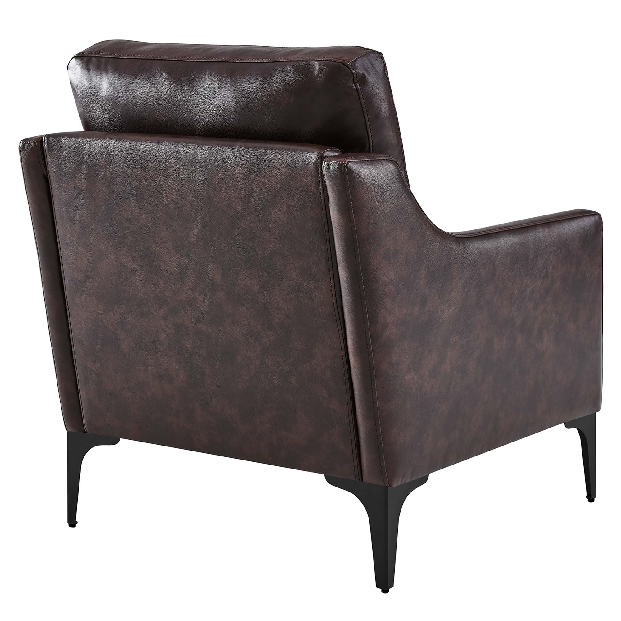 28 Inch Mid-Century Modern Top-Grain Leather Armchair - Image 4
