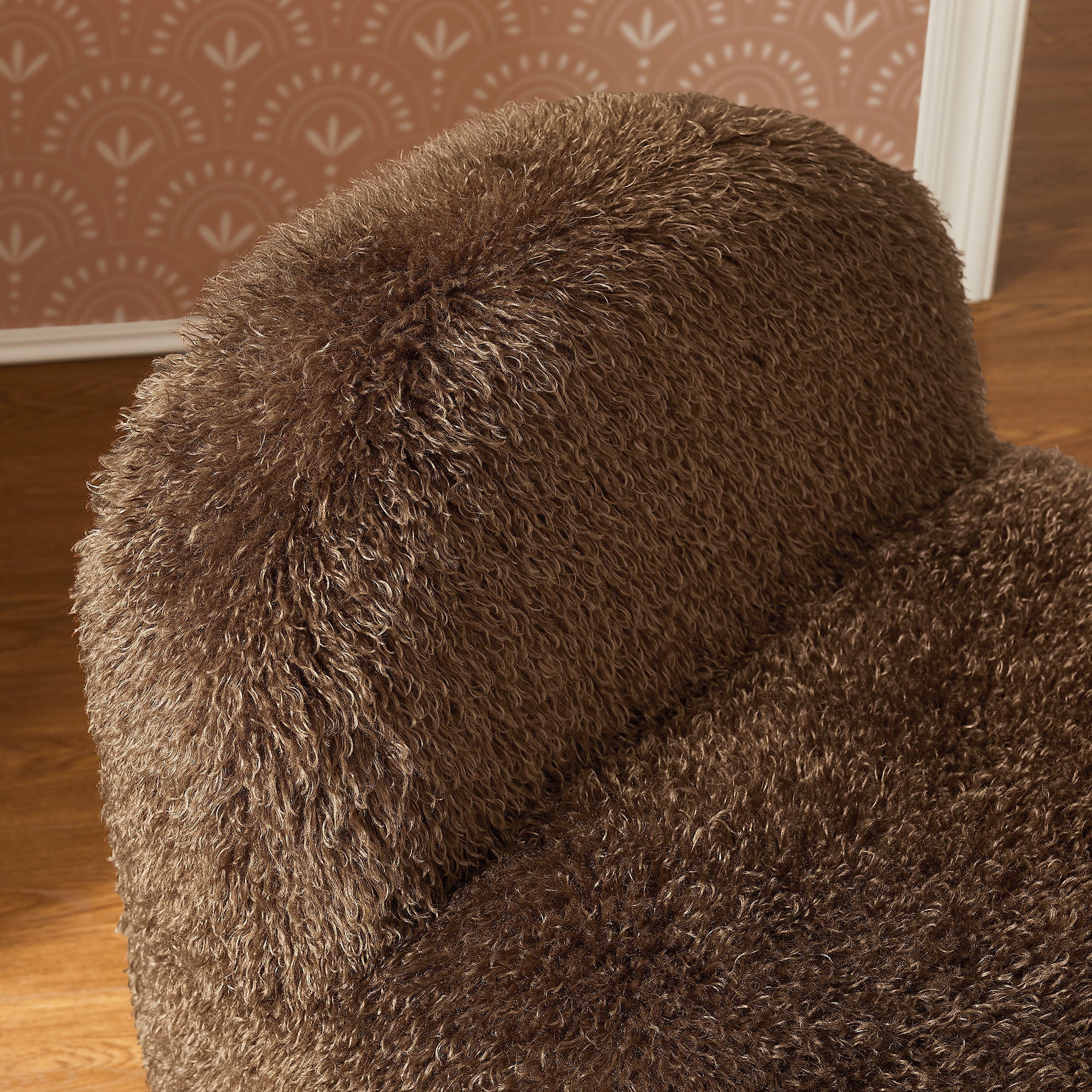 28 Inch Modern Shaggy Faux Fur Armless Accent Chair with Round Silhouette and Sled Base - Image 11