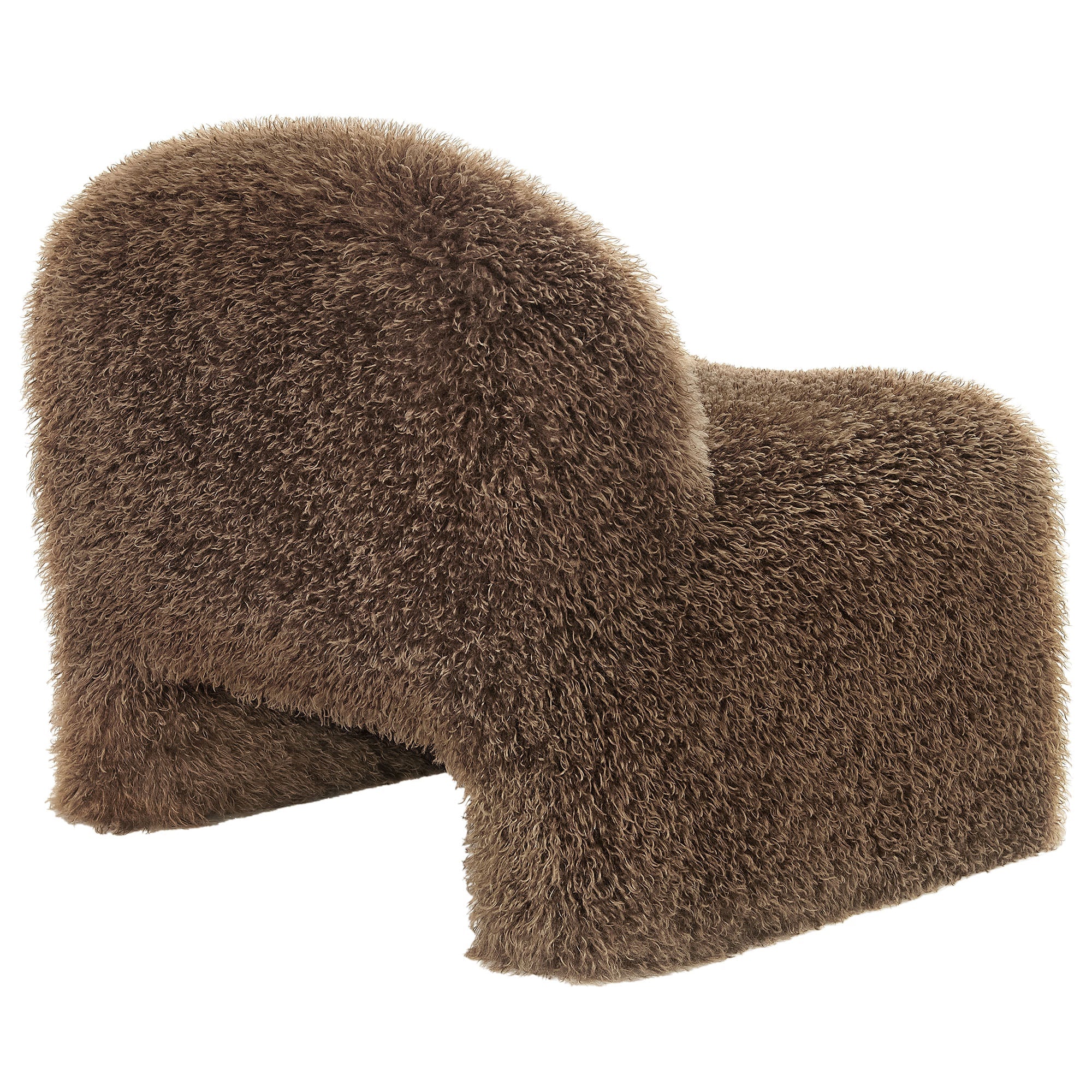28 Inch Modern Shaggy Faux Fur Armless Accent Chair with Round Silhouette and Sled Base - Image 13