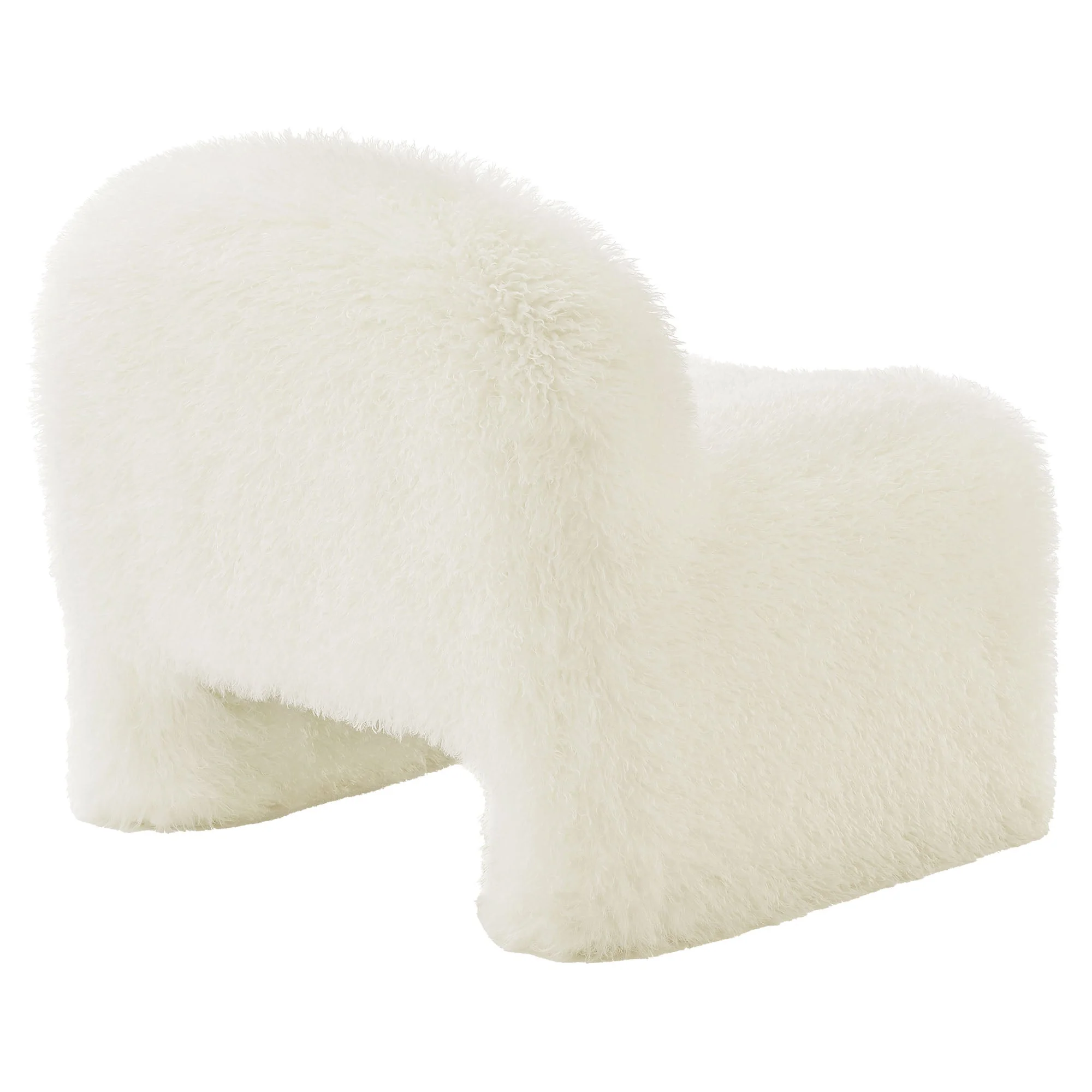 28 Inch Modern Shaggy Faux Fur Armless Accent Chair with Round Silhouette and Sled Base - Image 6