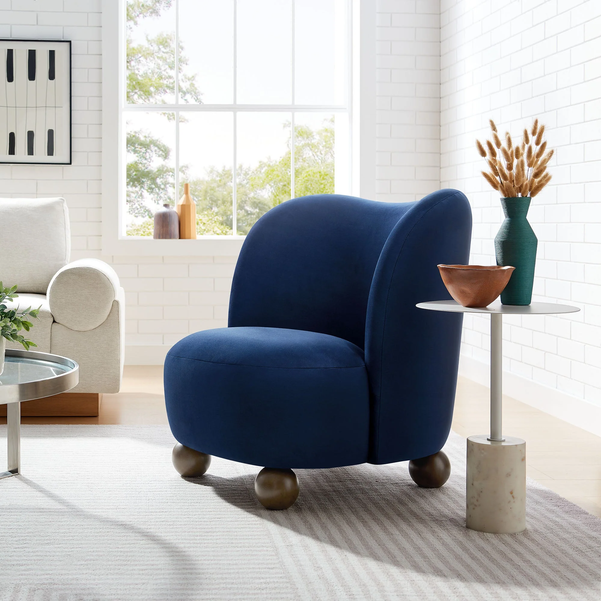 28 Inch Performance Velvet Curved Barrel Accent Chair - Image 14