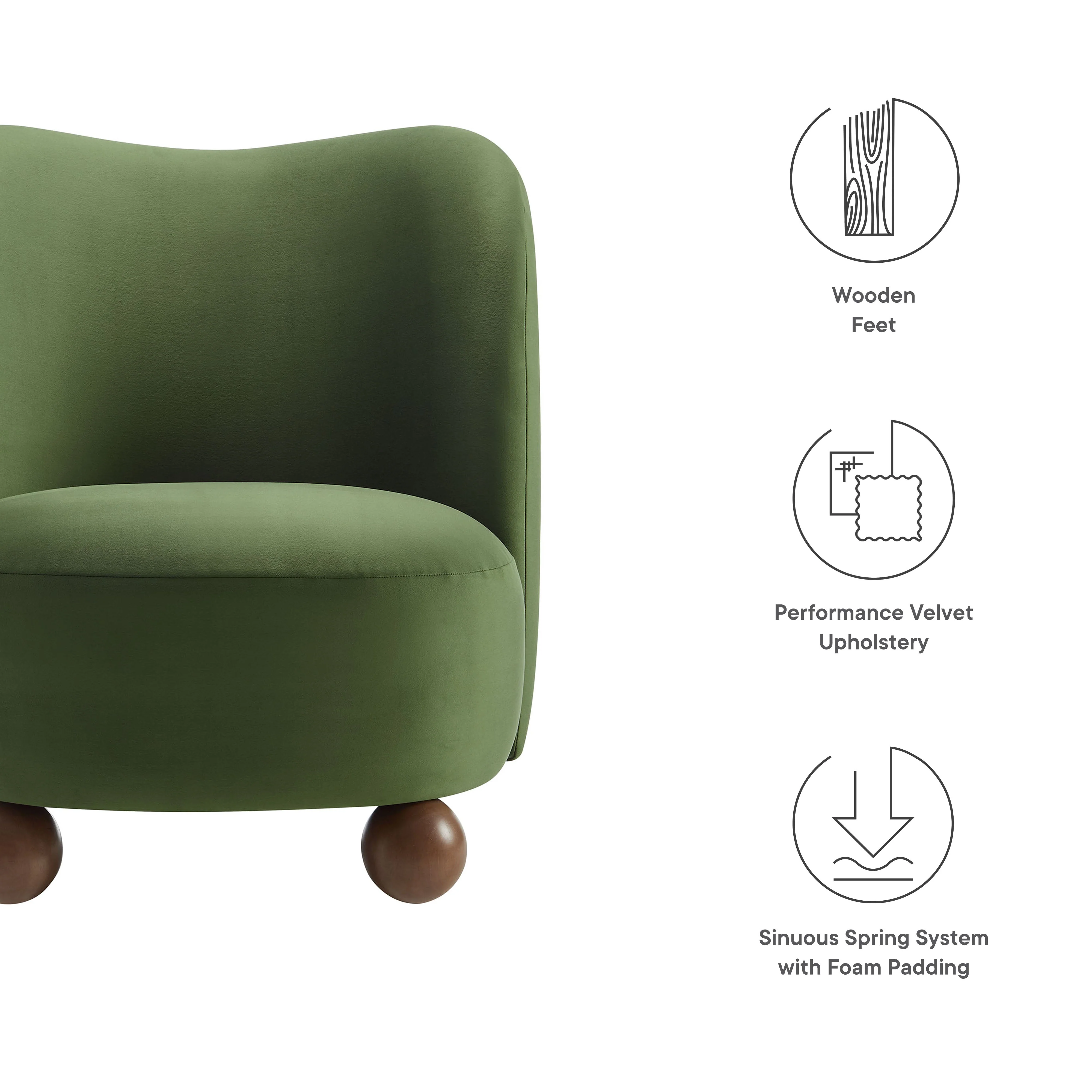 28 Inch Performance Velvet Curved Barrel Accent Chair - Image 16
