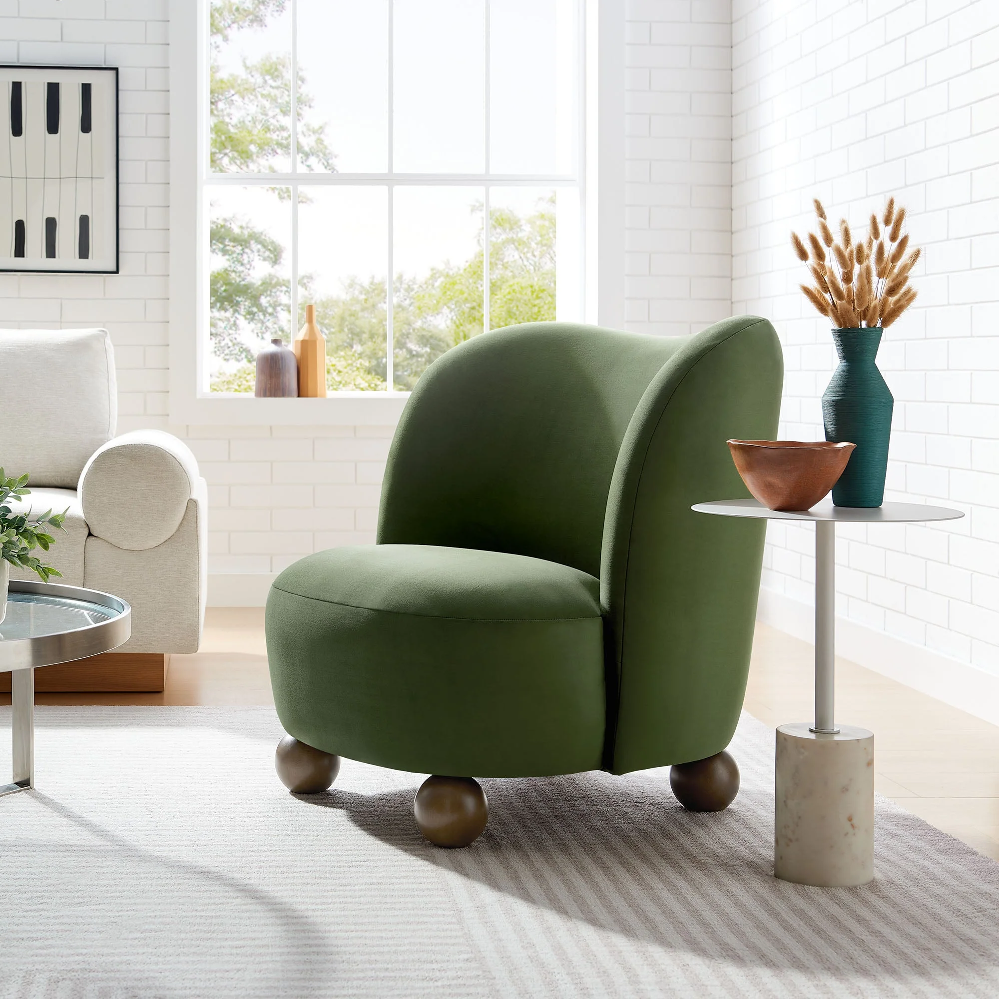 28 Inch Performance Velvet Curved Barrel Accent Chair - Image 21