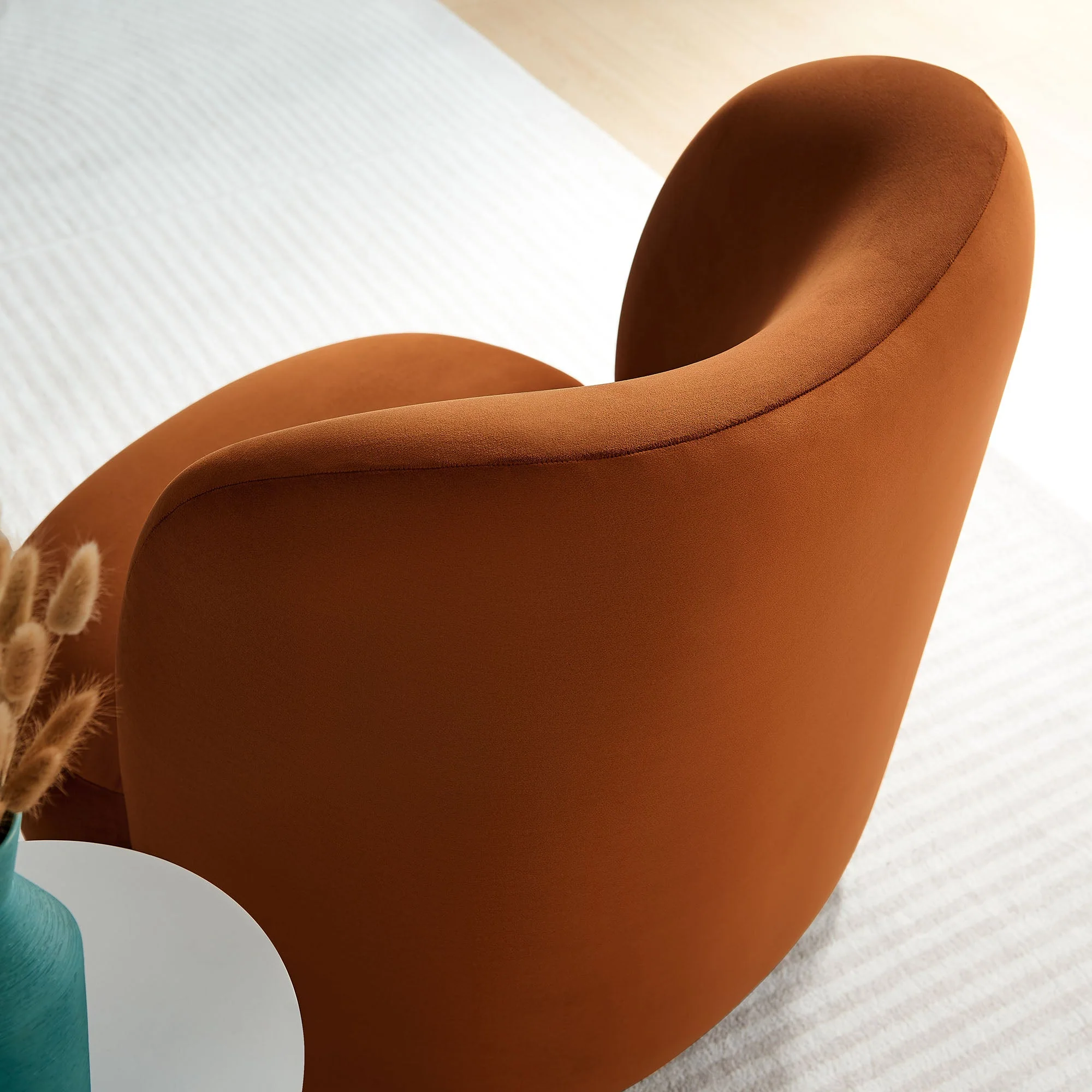 28 Inch Performance Velvet Curved Barrel Accent Chair - Image 25