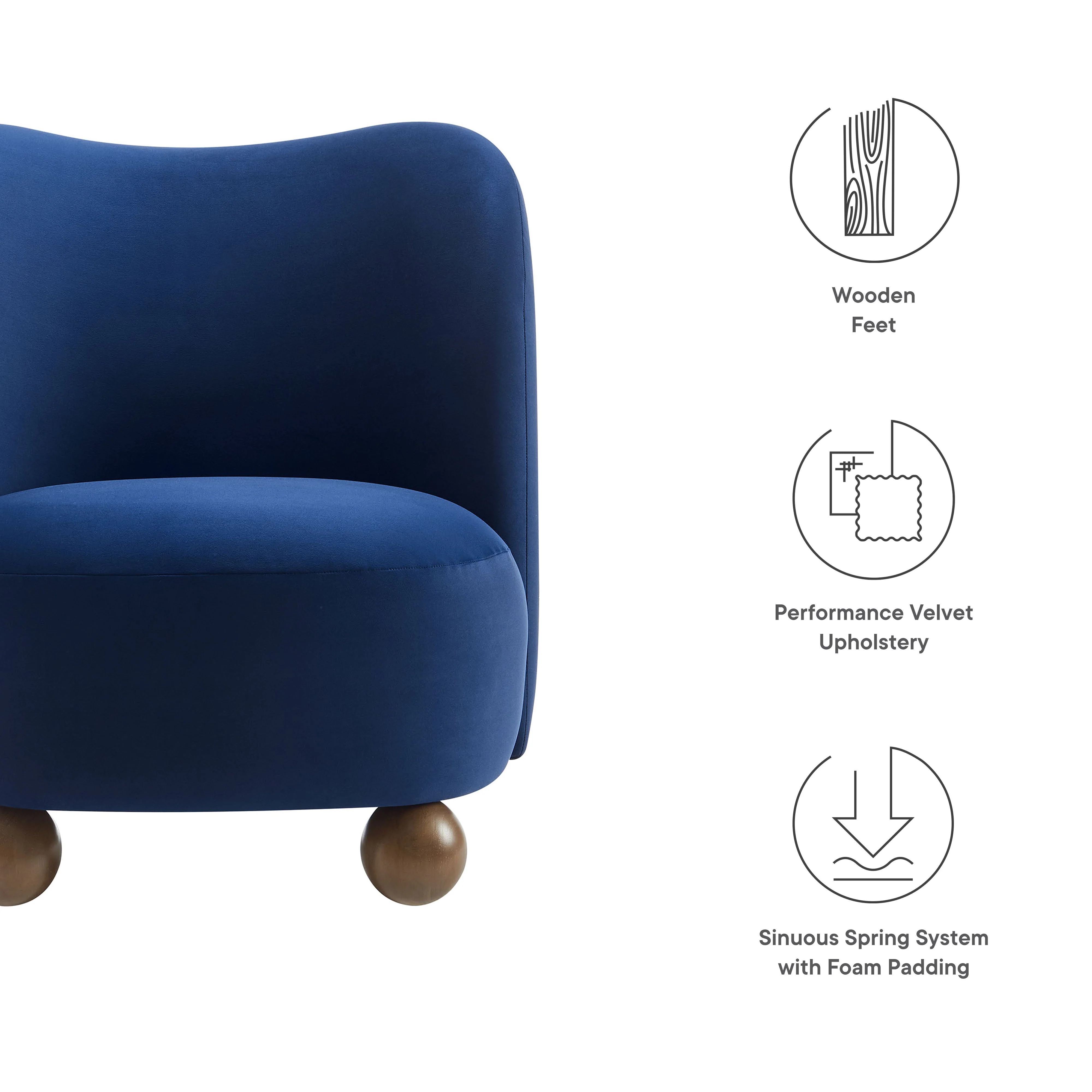 28 Inch Performance Velvet Curved Barrel Accent Chair - Image 9