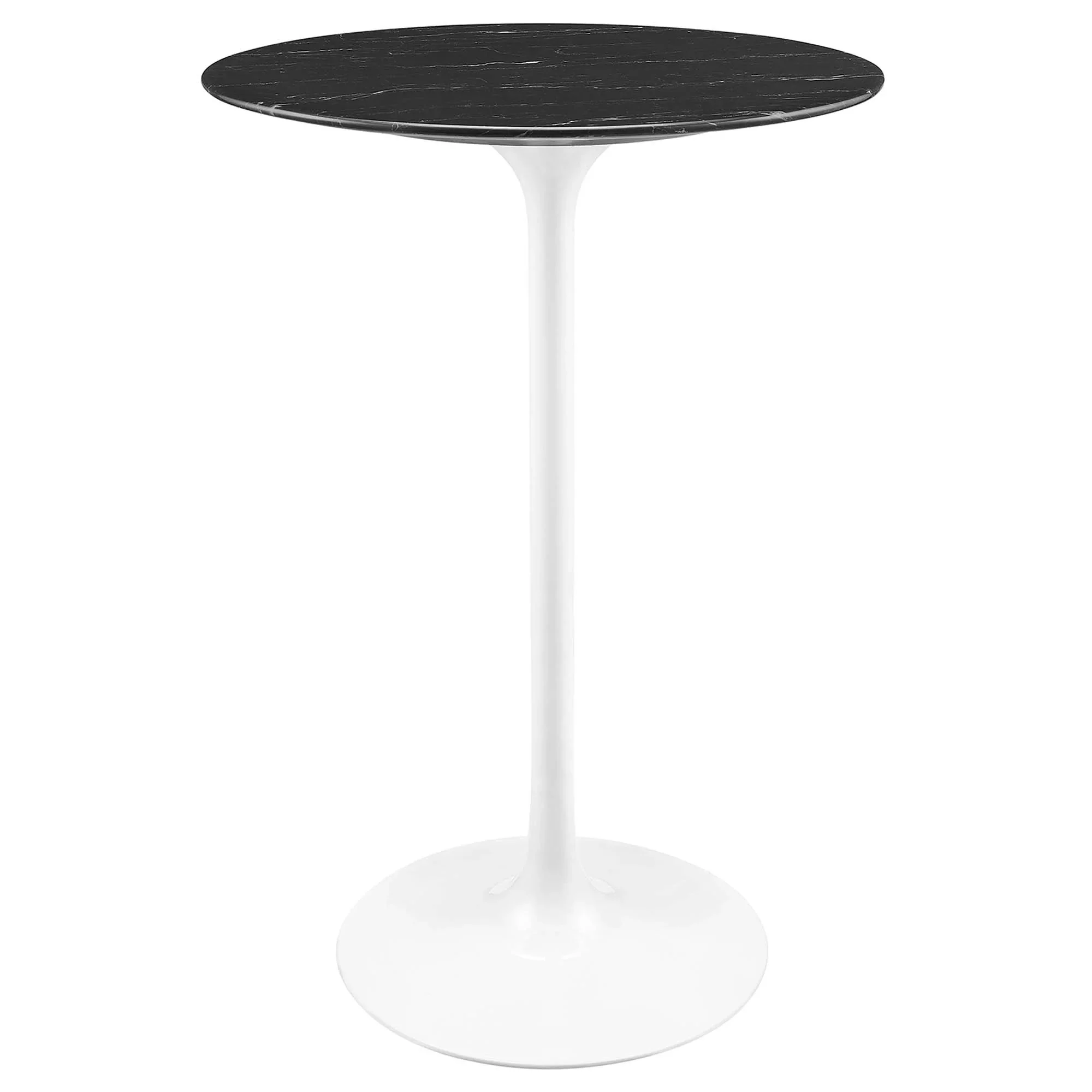 28 Inch Round Faux Marble Pedestal Bar Table – White and Gold - Image 28