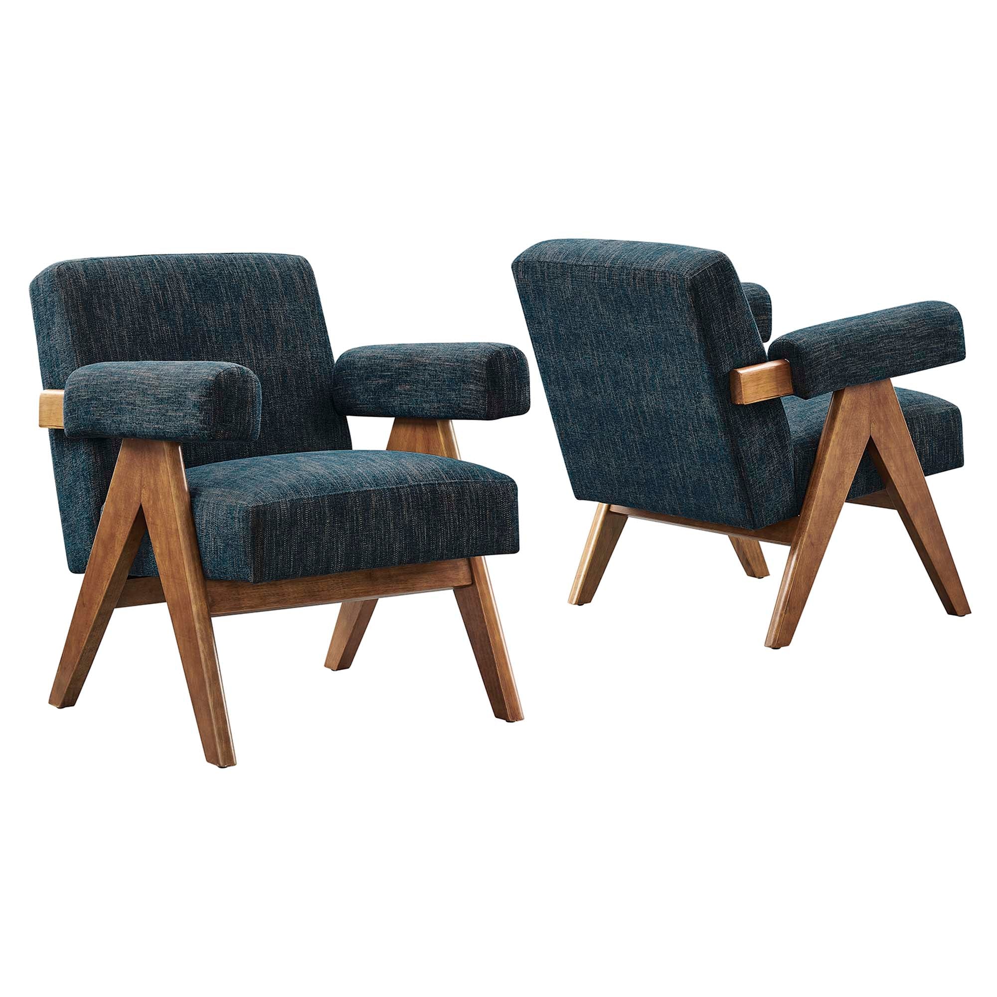 28 Inch Woven Heathered Fabric Armchair Set of 2 - Image 13