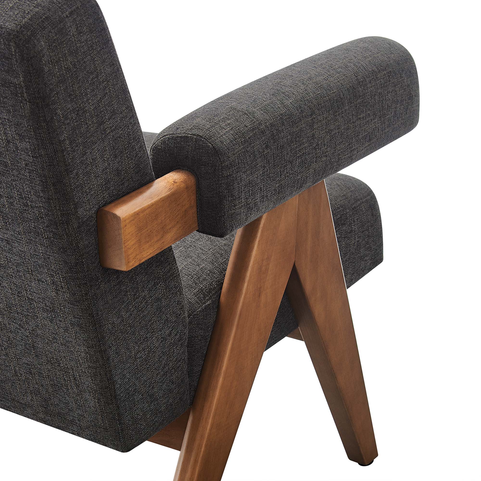28 Inch Woven Heathered Fabric Armchair with Wood Legs - Image 13