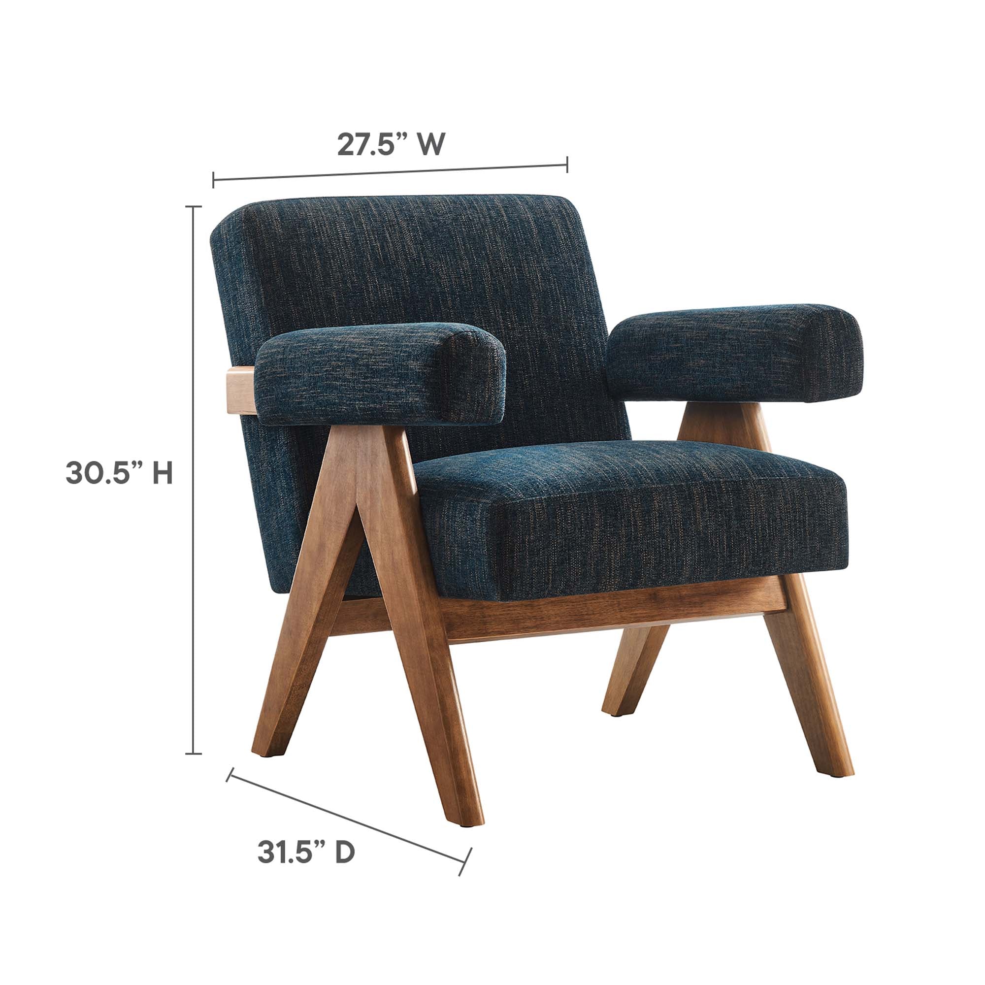 28 Inch Woven Heathered Fabric Armchair with Wood Legs - Image 17