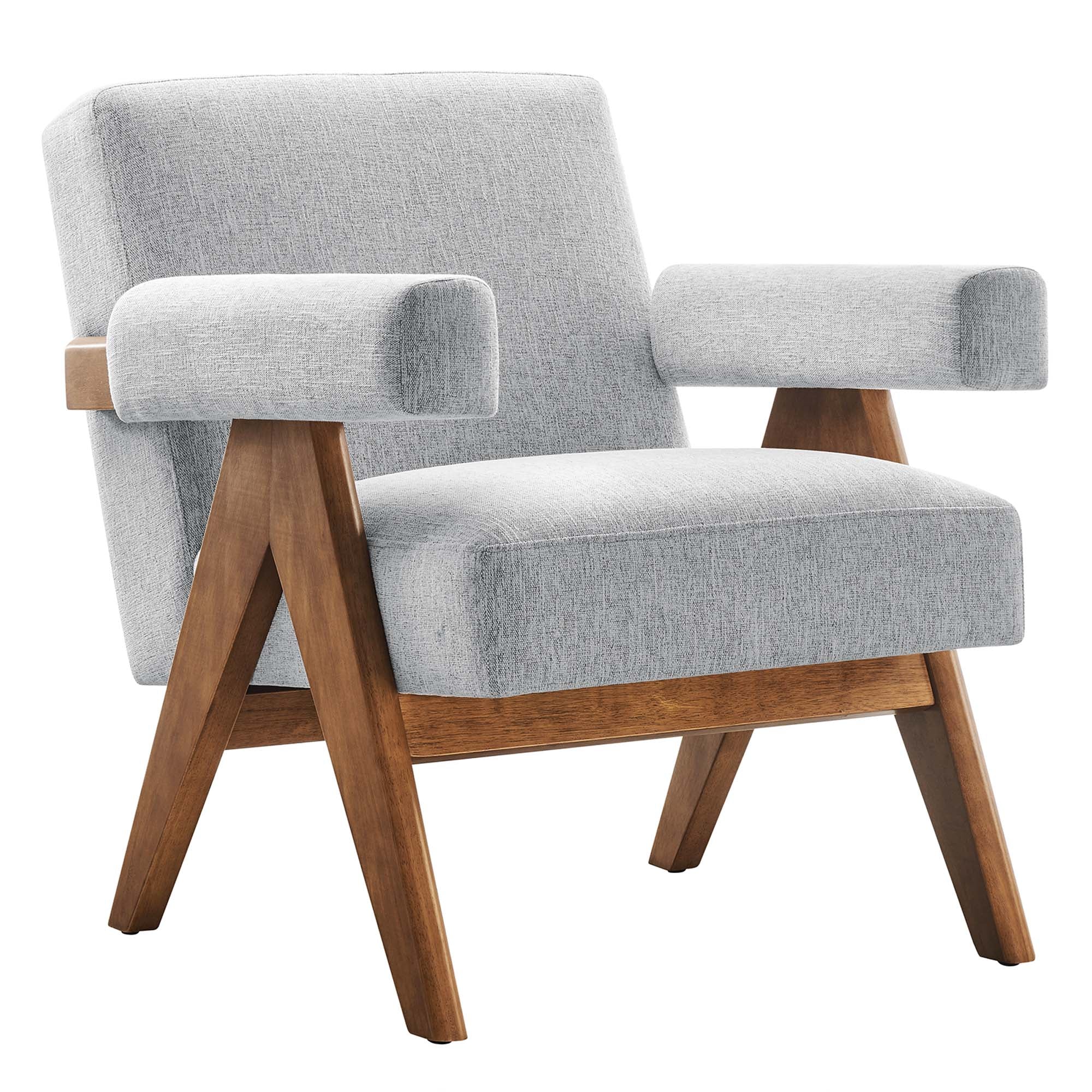 28 Inch Woven Heathered Fabric Armchair with Wood Legs - Image 22
