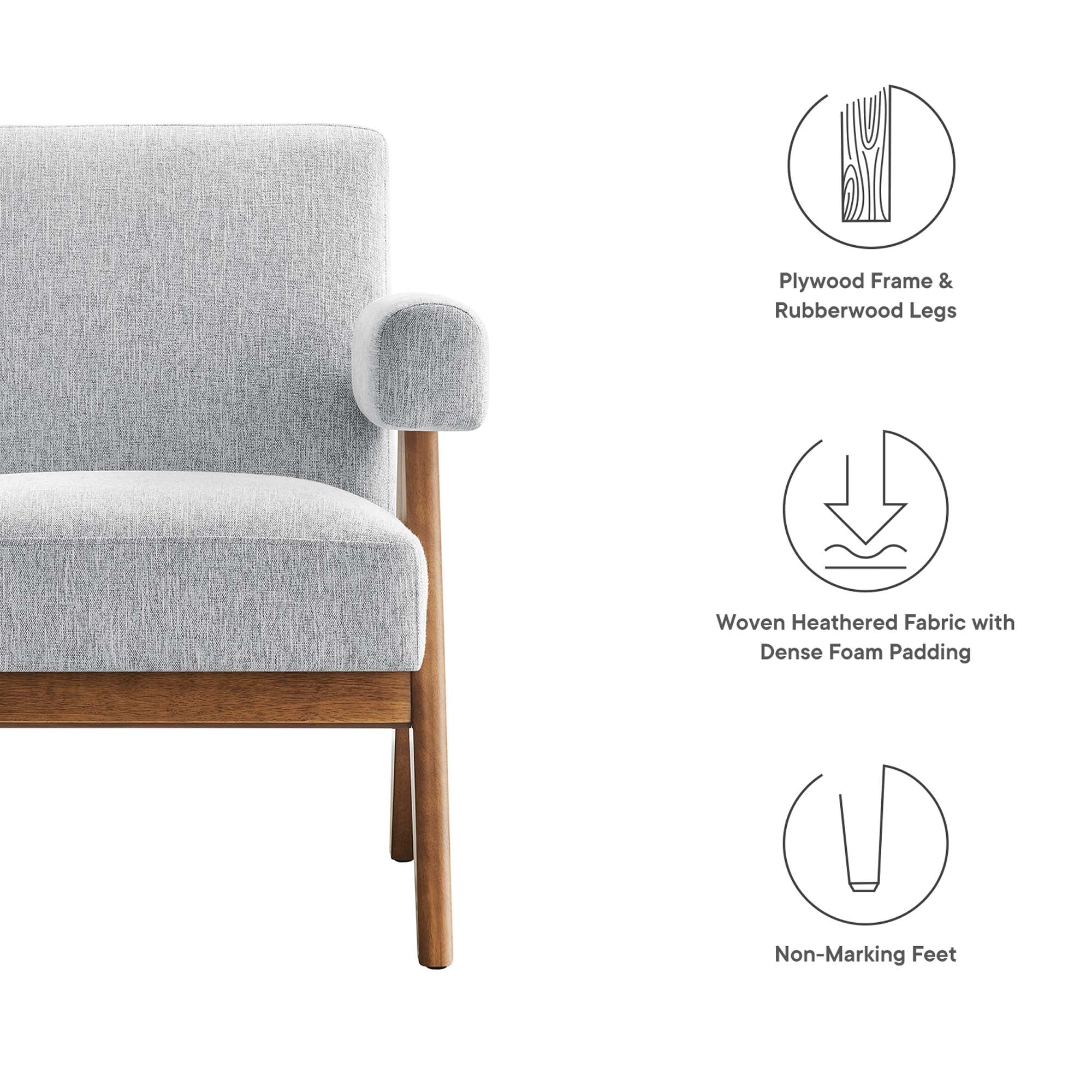 28 Inch Woven Heathered Fabric Armchair with Wood Legs - Image 23