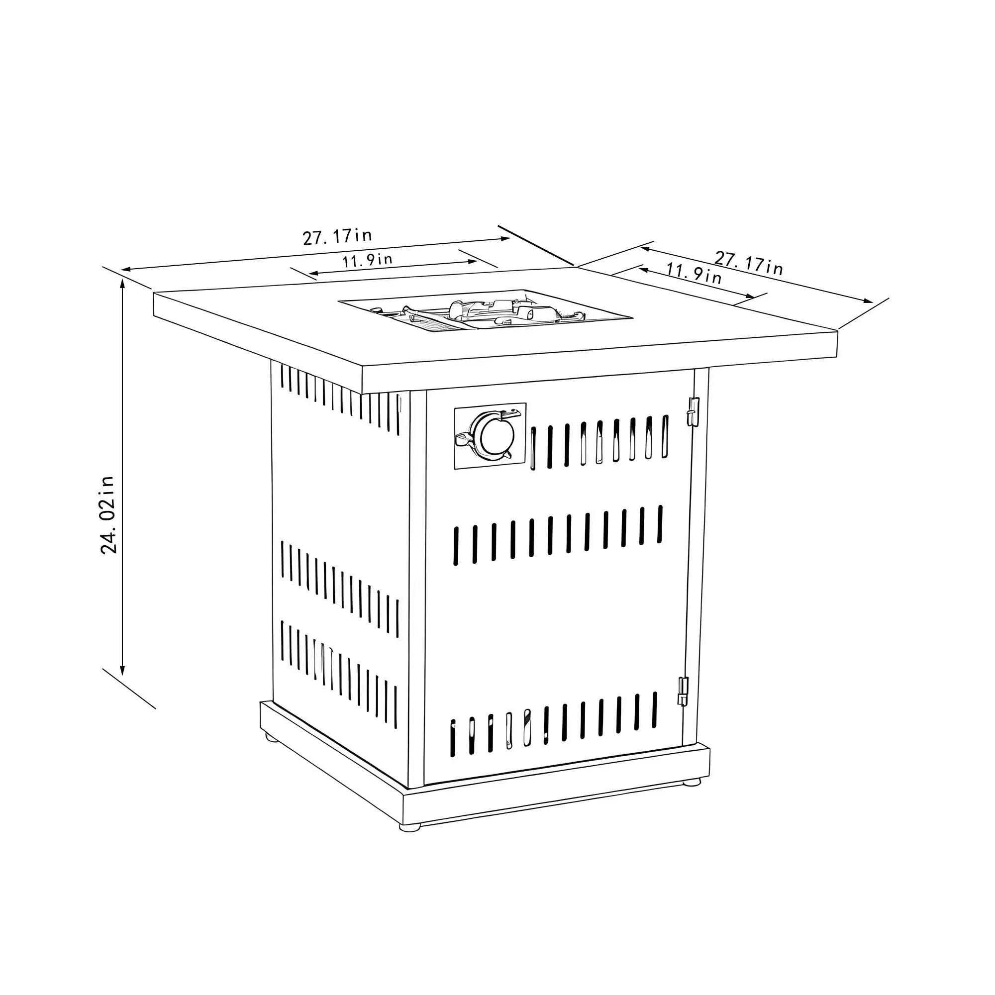 Propane Gas Fire Pit Table, 50000 Btu Square For Outside - Brown - Image 2