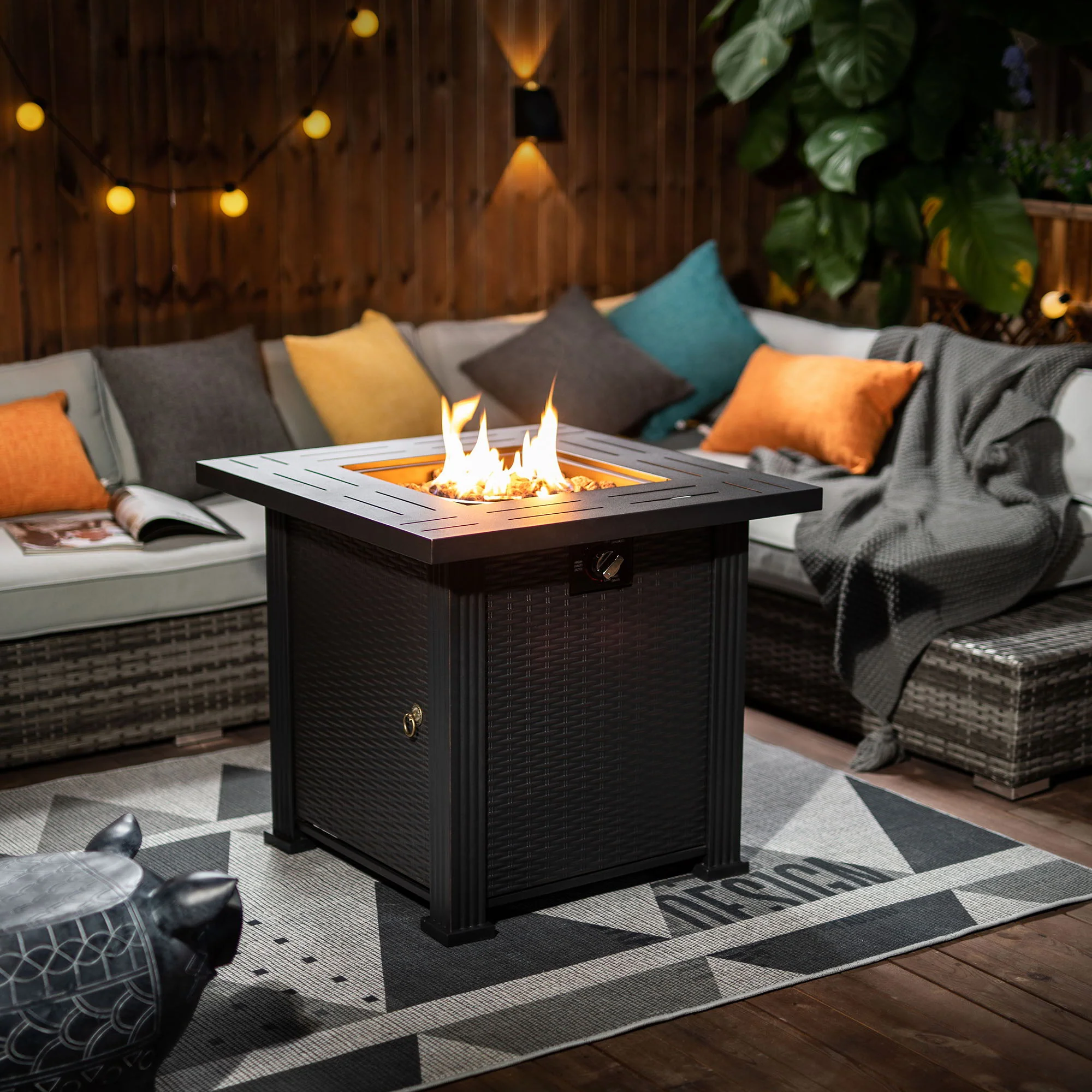 Square Fire Pit Table - Brown - Image 5