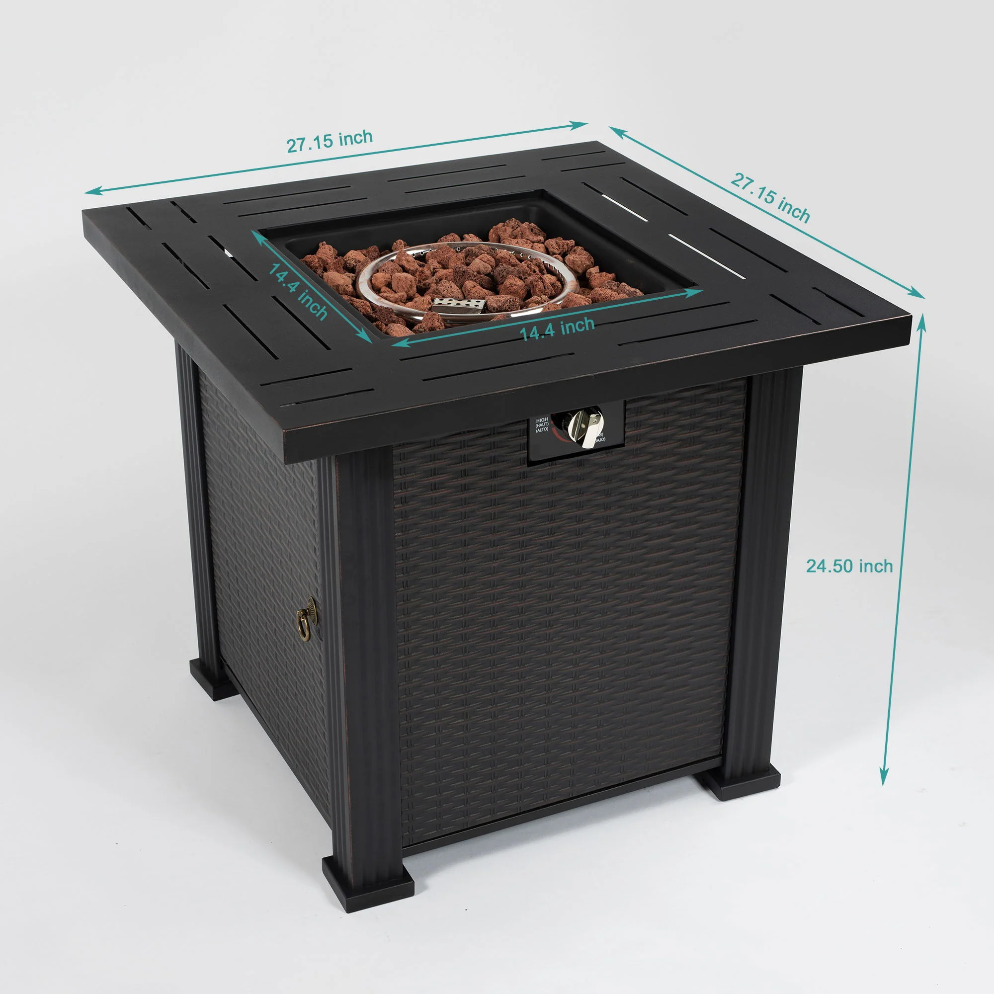 Square Fire Pit Table - Brown - Image 7