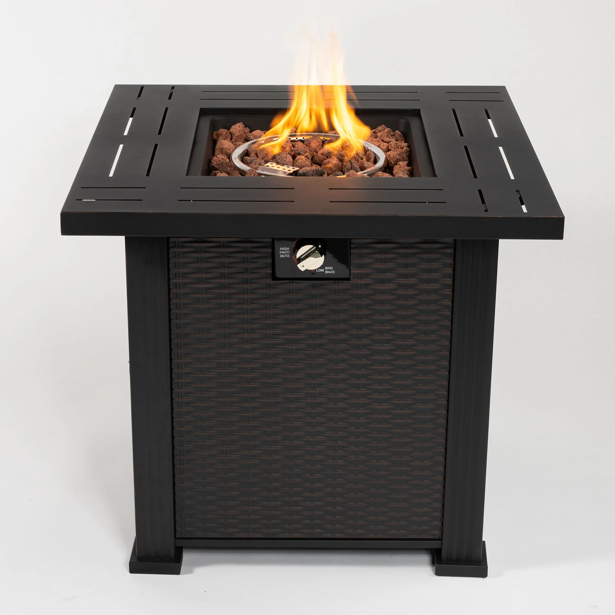 Square Fire Pit Table - Brown - Image 9