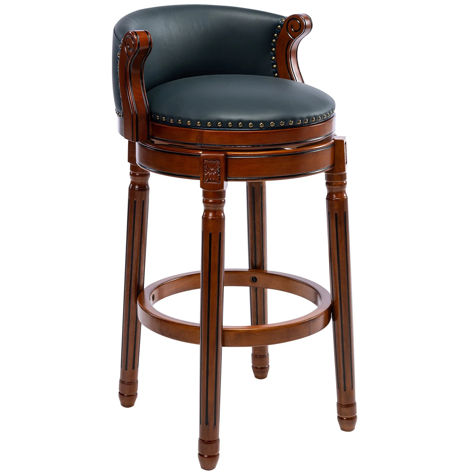 29.5'' Cow Top Wooden Bar Stool, 360 Degree Swivel Bar Height Chair With Backs For Home Kitchen Counter - Image 2
