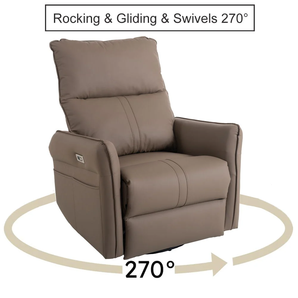 29.92" 270 Power Swivel Rocker Recliner Chair, Electric Glider Reclining Sofa With USB Ports, Power Swivel Glider, Rocking Chair Nursery Recliners For Living Room Bedroom - Image 17