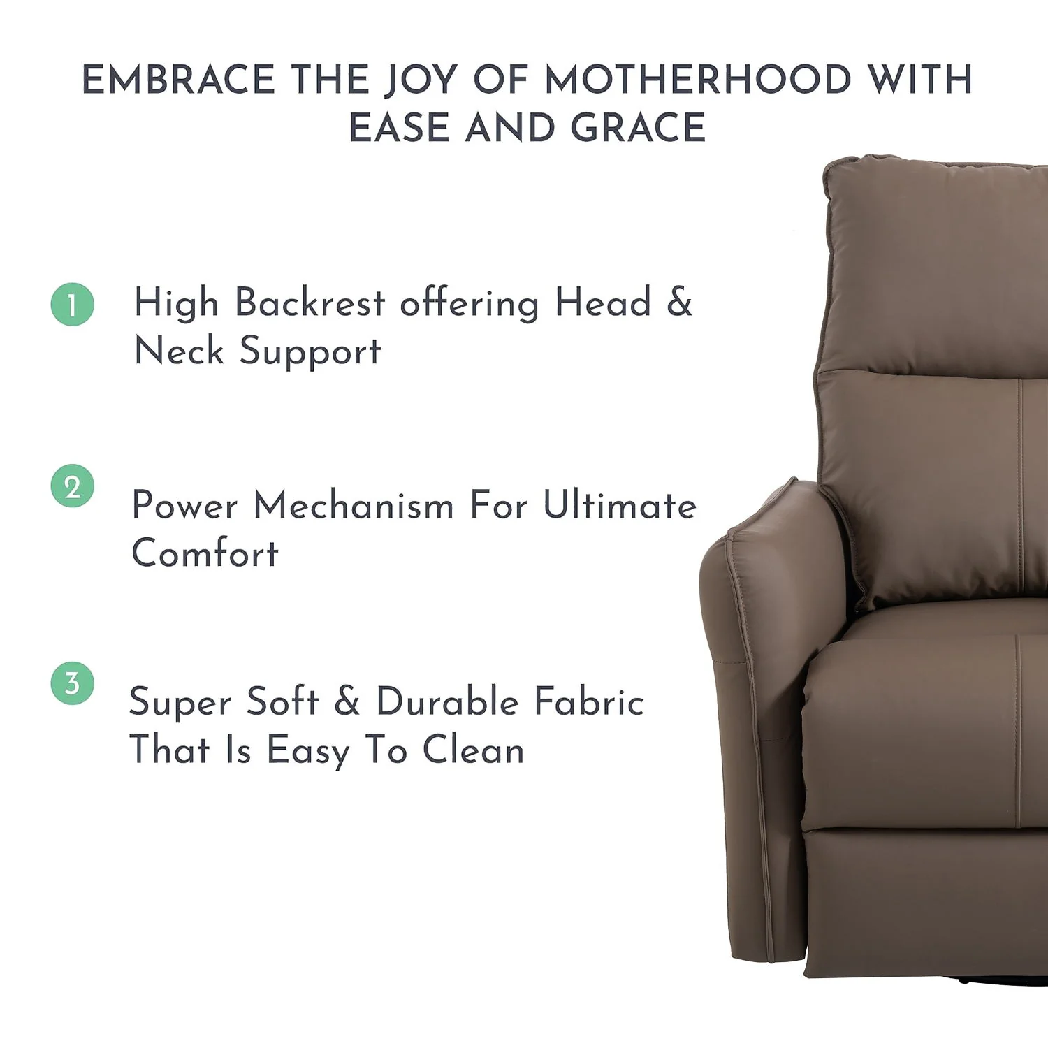 29.92" 270 Power Swivel Rocker Recliner Chair, Electric Glider Reclining Sofa With USB Ports, Power Swivel Glider, Rocking Chair Nursery Recliners For Living Room Bedroom - Image 4