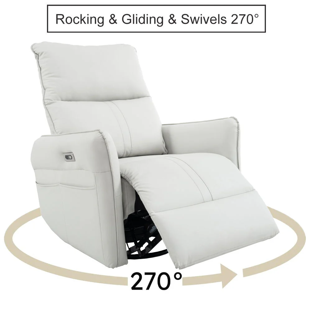 29.92" 270 Power Swivel Rocker Recliner Chair, Electric Glider Reclining Sofa With USB Ports, Power Swivel Glider, Rocking Chair Nursery Recliners For Living Room Bedroom - Image 6