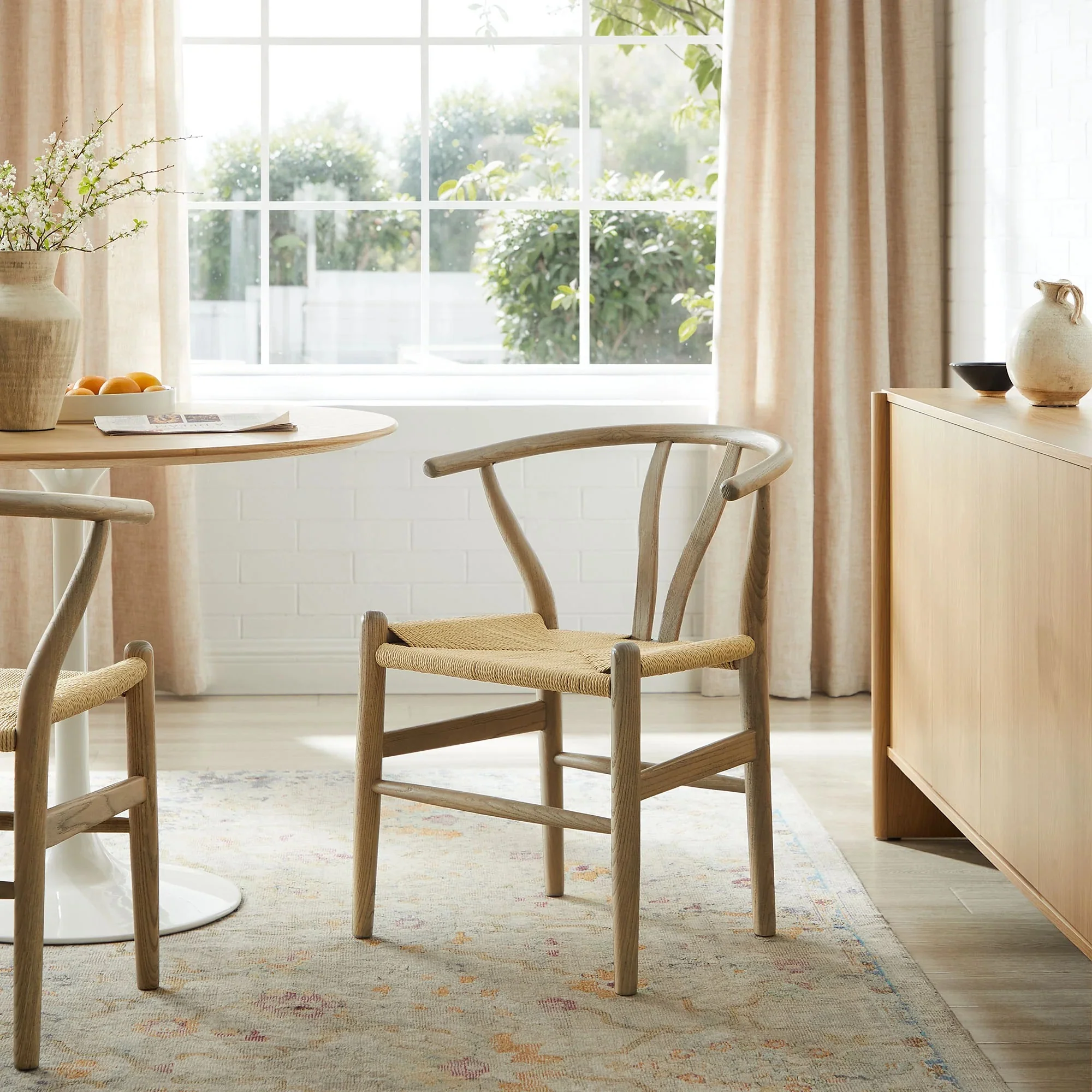 29 Inch Elm Wood Dining Side Chair with Woven Rope Seat - Image 30