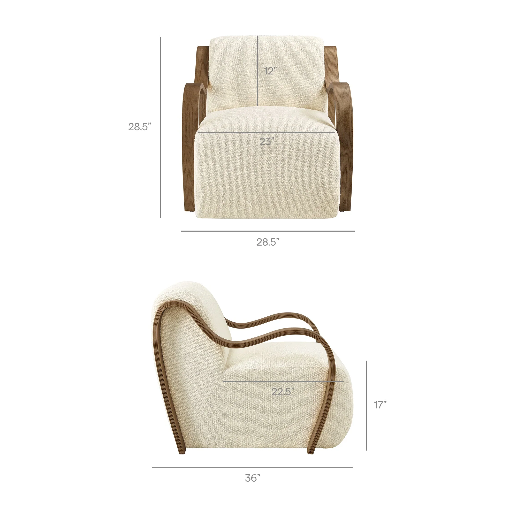 29 Inch Lattice Boucle Fabric Accent Armchair - Image 10
