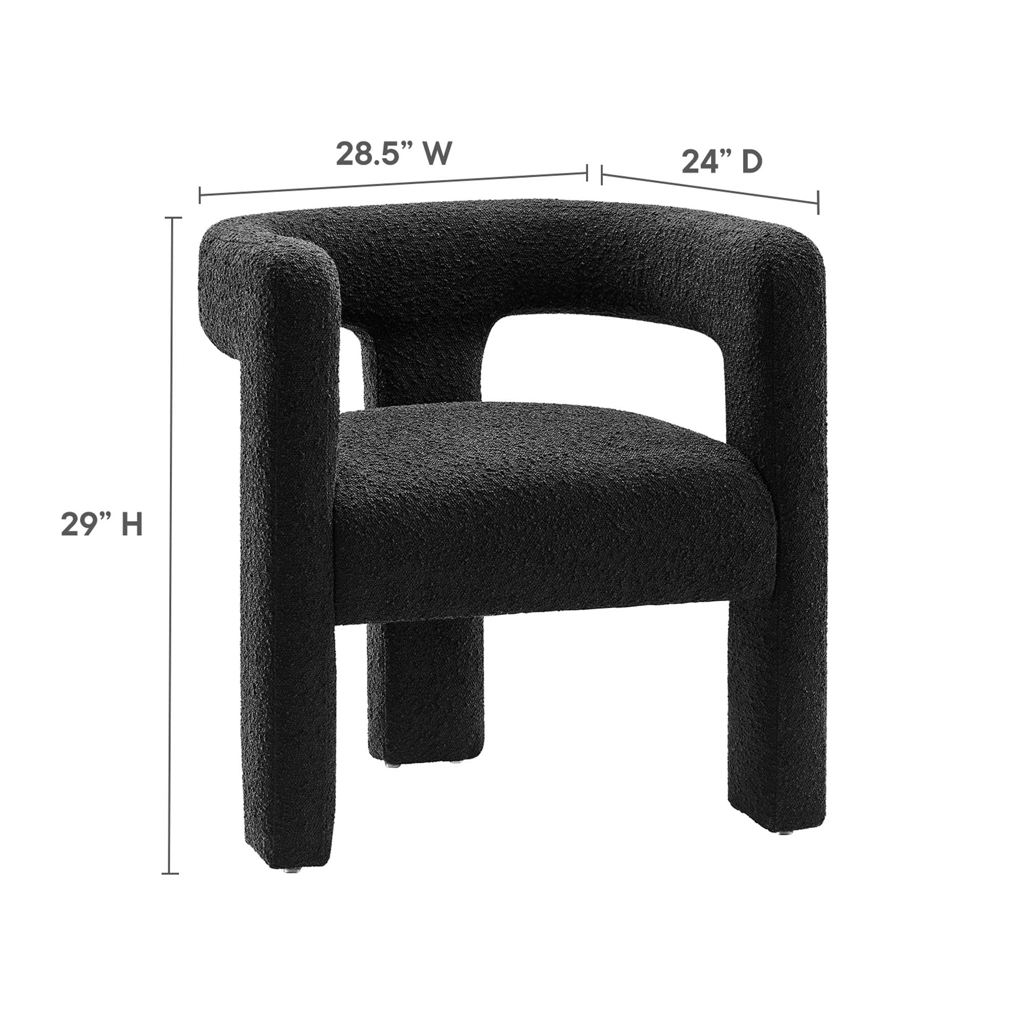 29 Inch Modern Rounded Boucle Fabric Armchair - Image 10