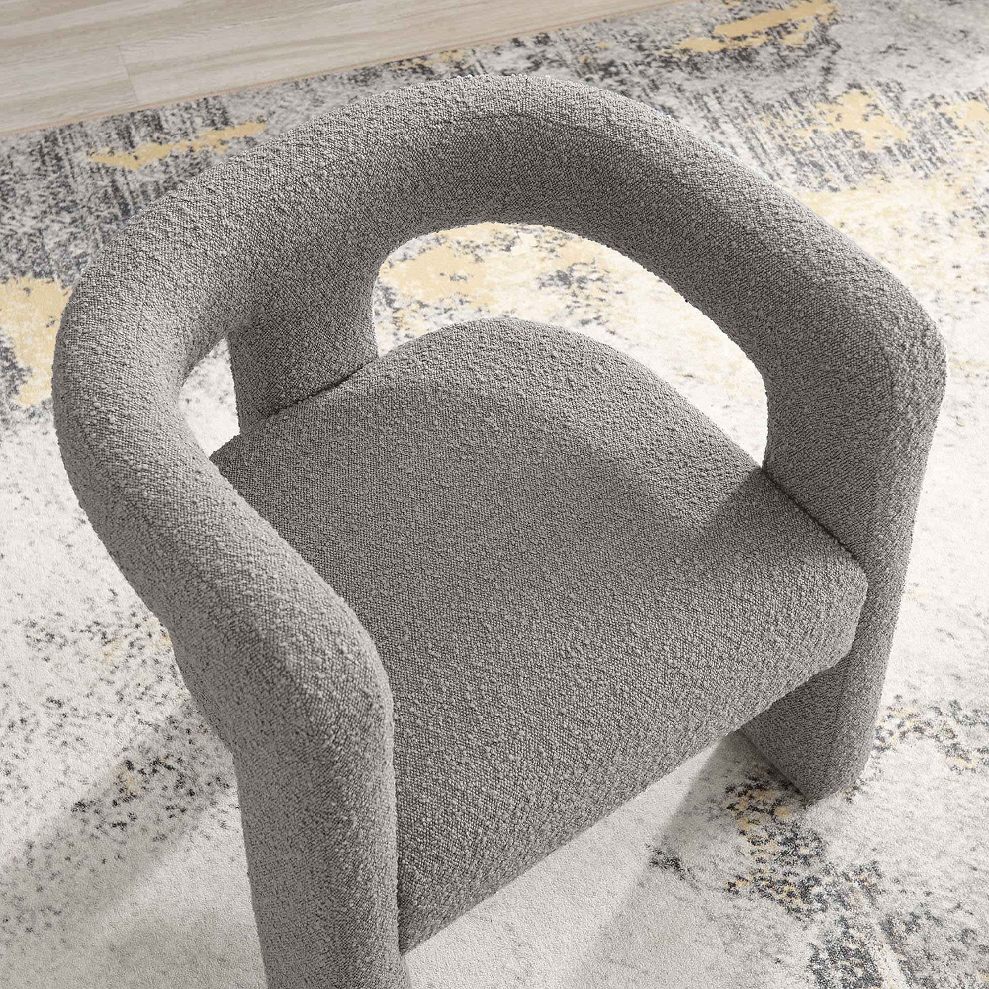 29 Inch Modern Rounded Boucle Fabric Armchair - Image 4