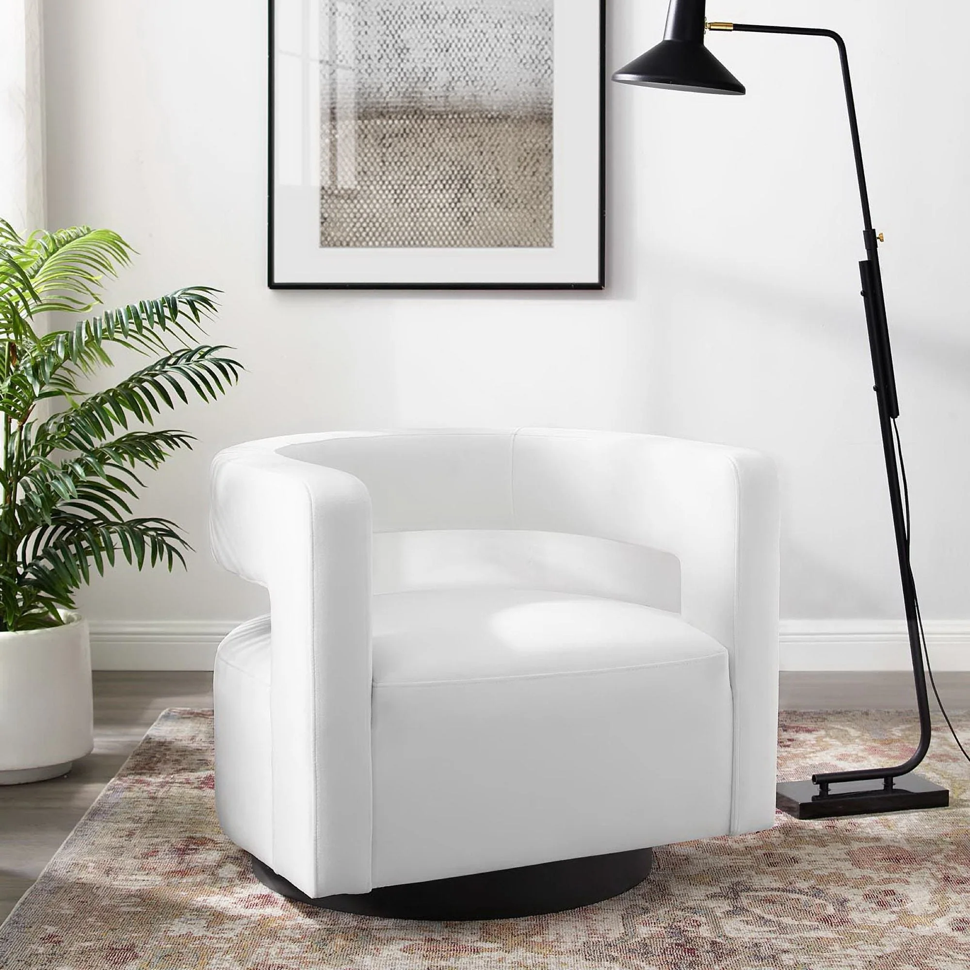 29 Inch Performance Velvet Swivel Armchair with Cutaway Back - Image 14