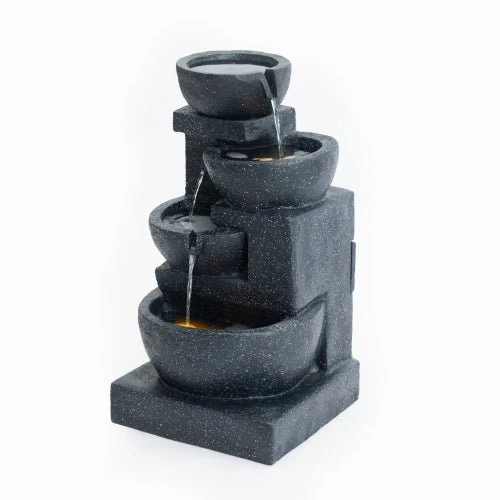 29-Inch Terrazzo Style 4-Tier LED Cascading Water Fountain - Image 2