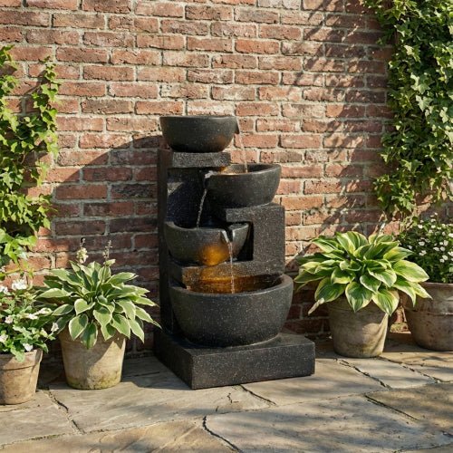 29-Inch Terrazzo Style 4-Tier LED Cascading Water Fountain - Image 5